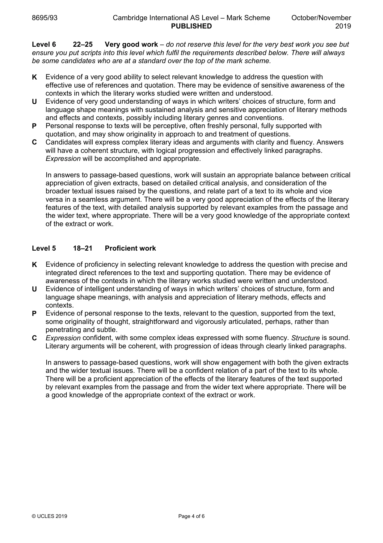 Mark scheme, page 4 of 6
