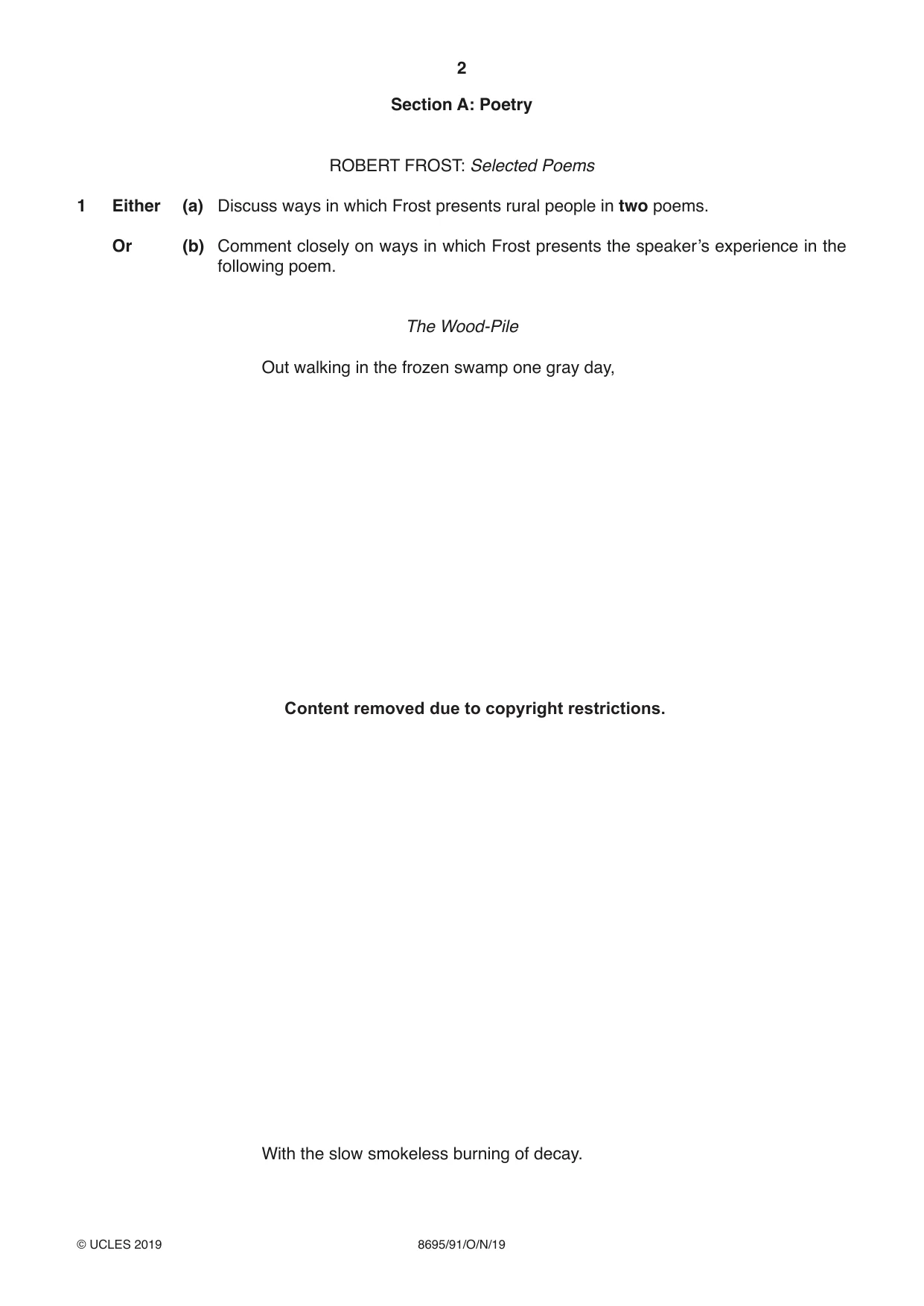 Cambridge A Level English - Language and Literature (AS Level only, from 2016) 8695 2019 Oct/Nov Paper 9 · Variant 1 question paper, page 2 of 20