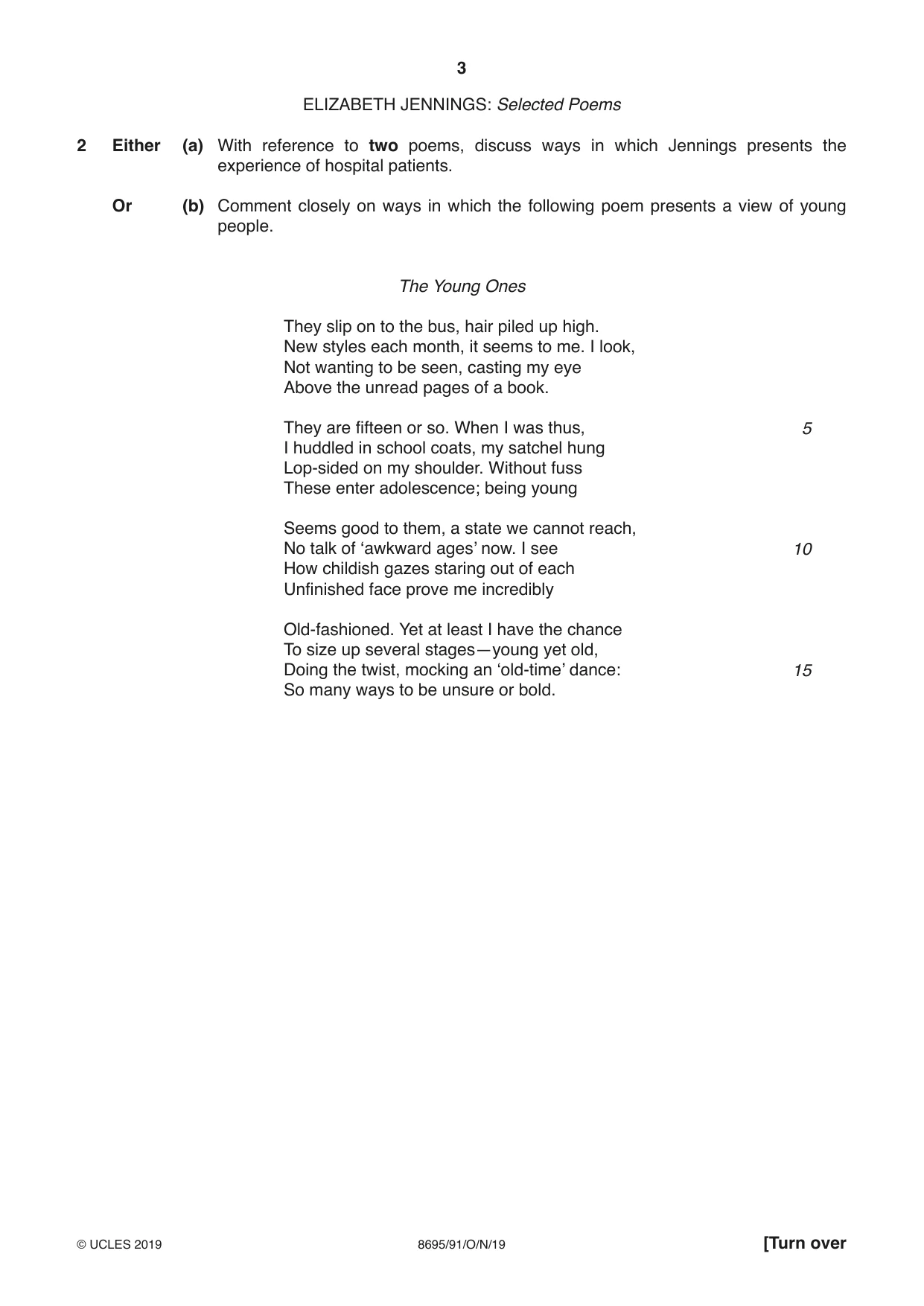 Cambridge A Level English - Language and Literature (AS Level only, from 2016) 8695 2019 Oct/Nov Paper 9 · Variant 1 question paper, page 3 of 20