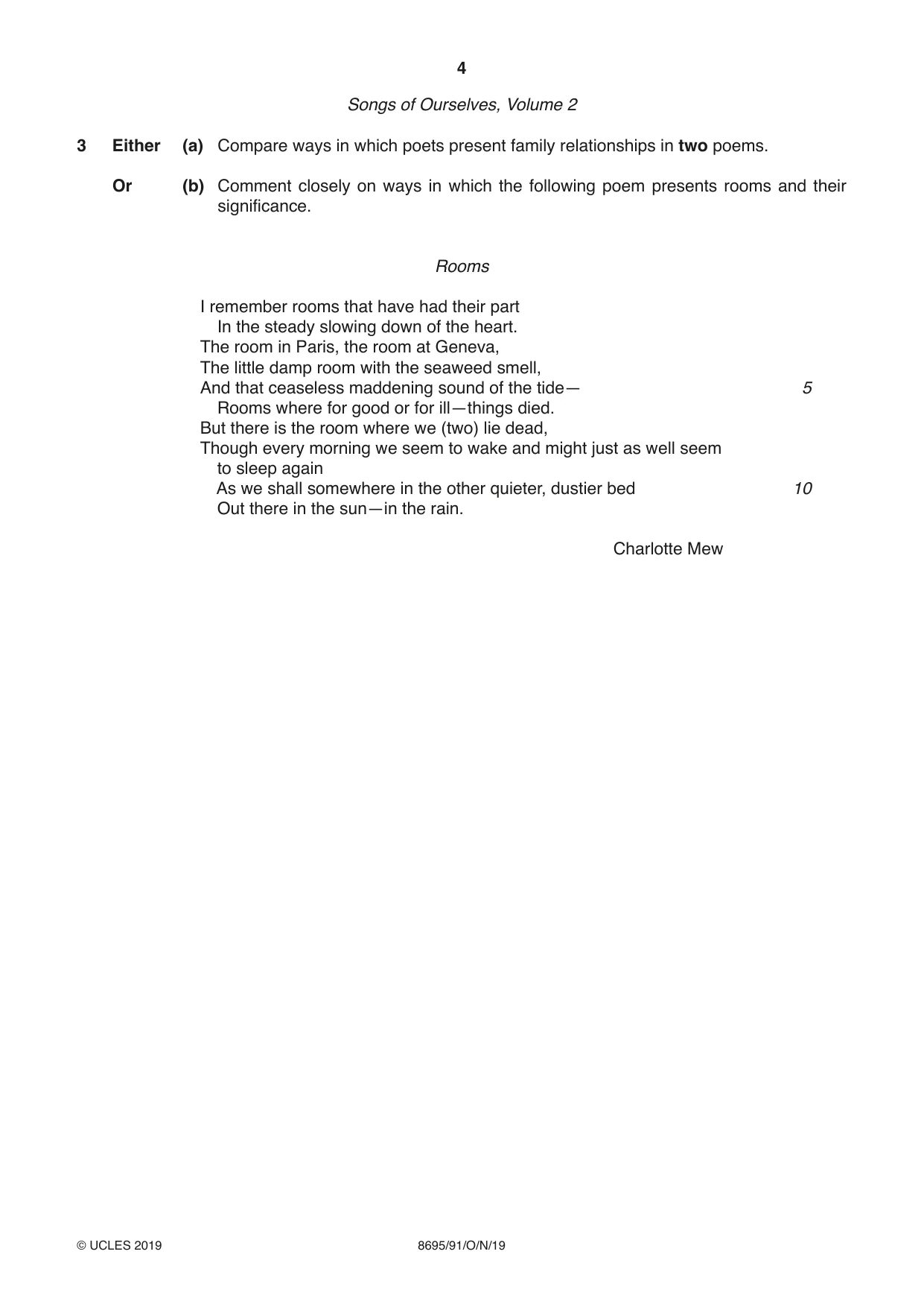 Cambridge A Level English - Language and Literature (AS Level only, from 2016) 8695 2019 Oct/Nov Paper 9 · Variant 1 question paper, page 4 of 20