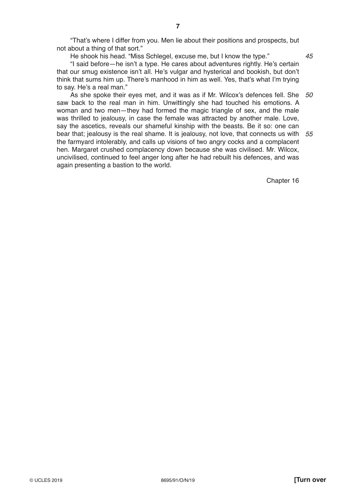 Cambridge A Level English - Language and Literature (AS Level only, from 2016) 8695 2019 Oct/Nov Paper 9 · Variant 1 question paper, page 7 of 20
