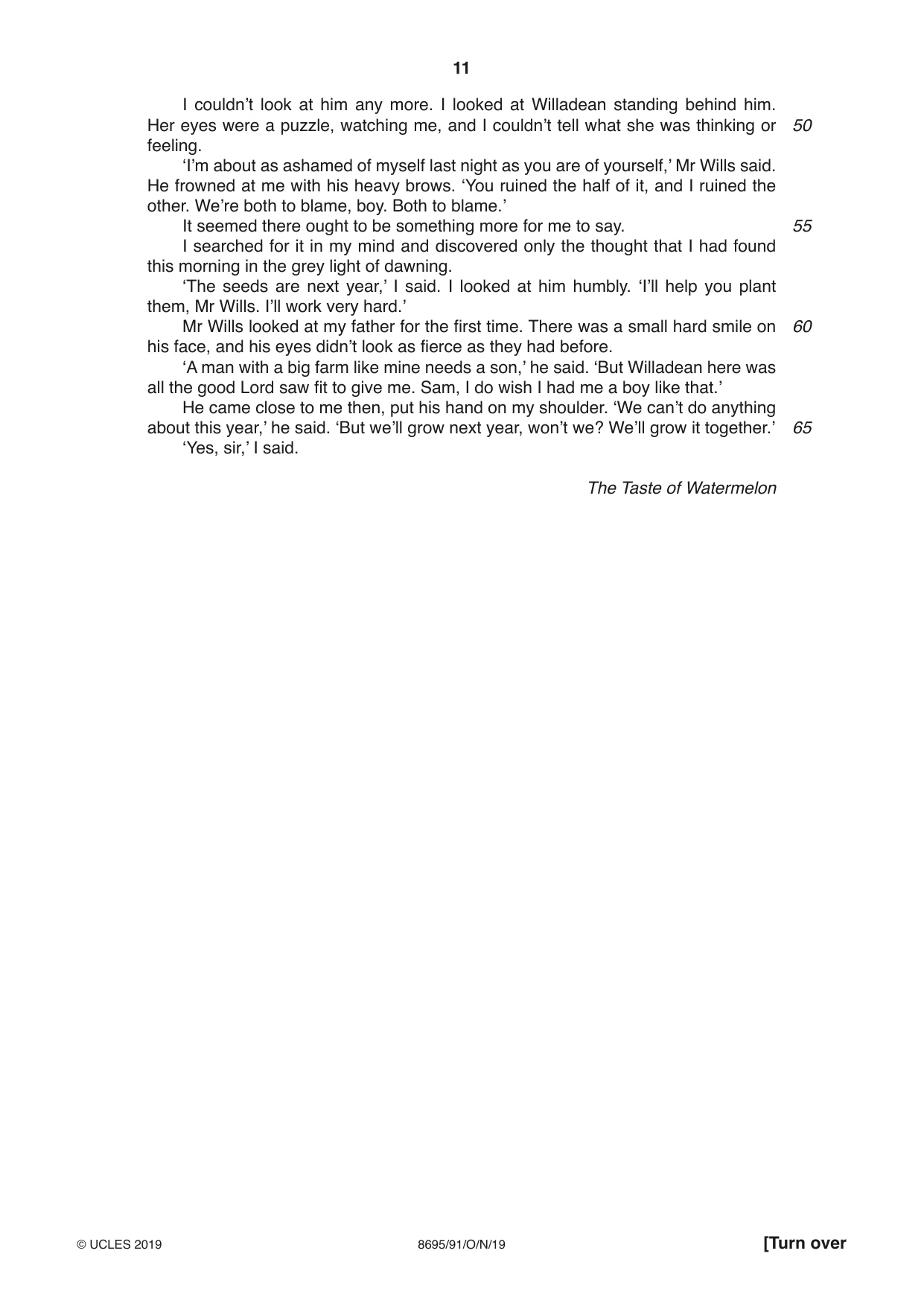 Cambridge A Level English - Language and Literature (AS Level only, from 2016) 8695 2019 Oct/Nov Paper 9 · Variant 1 question paper, page 11 of 20
