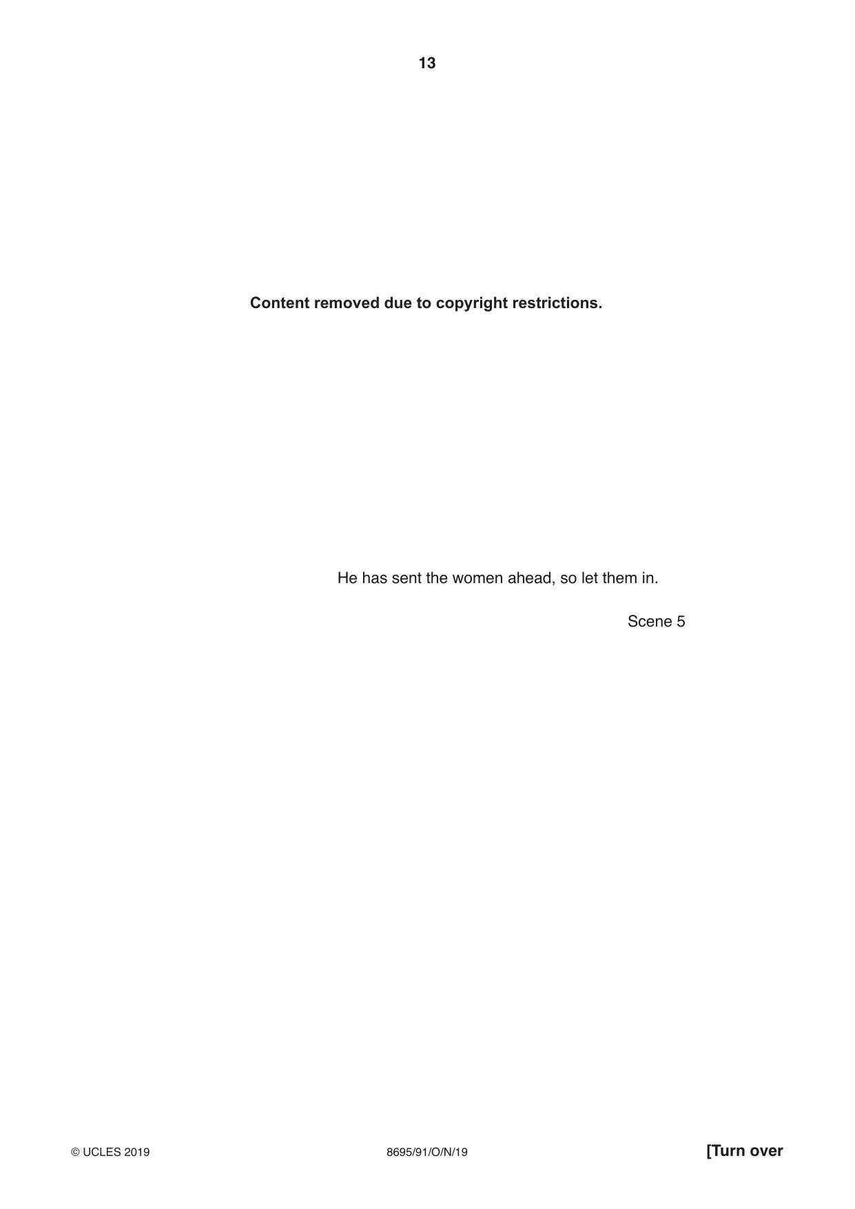 Cambridge A Level English - Language and Literature (AS Level only, from 2016) 8695 2019 Oct/Nov Paper 9 · Variant 1 question paper, page 13 of 20