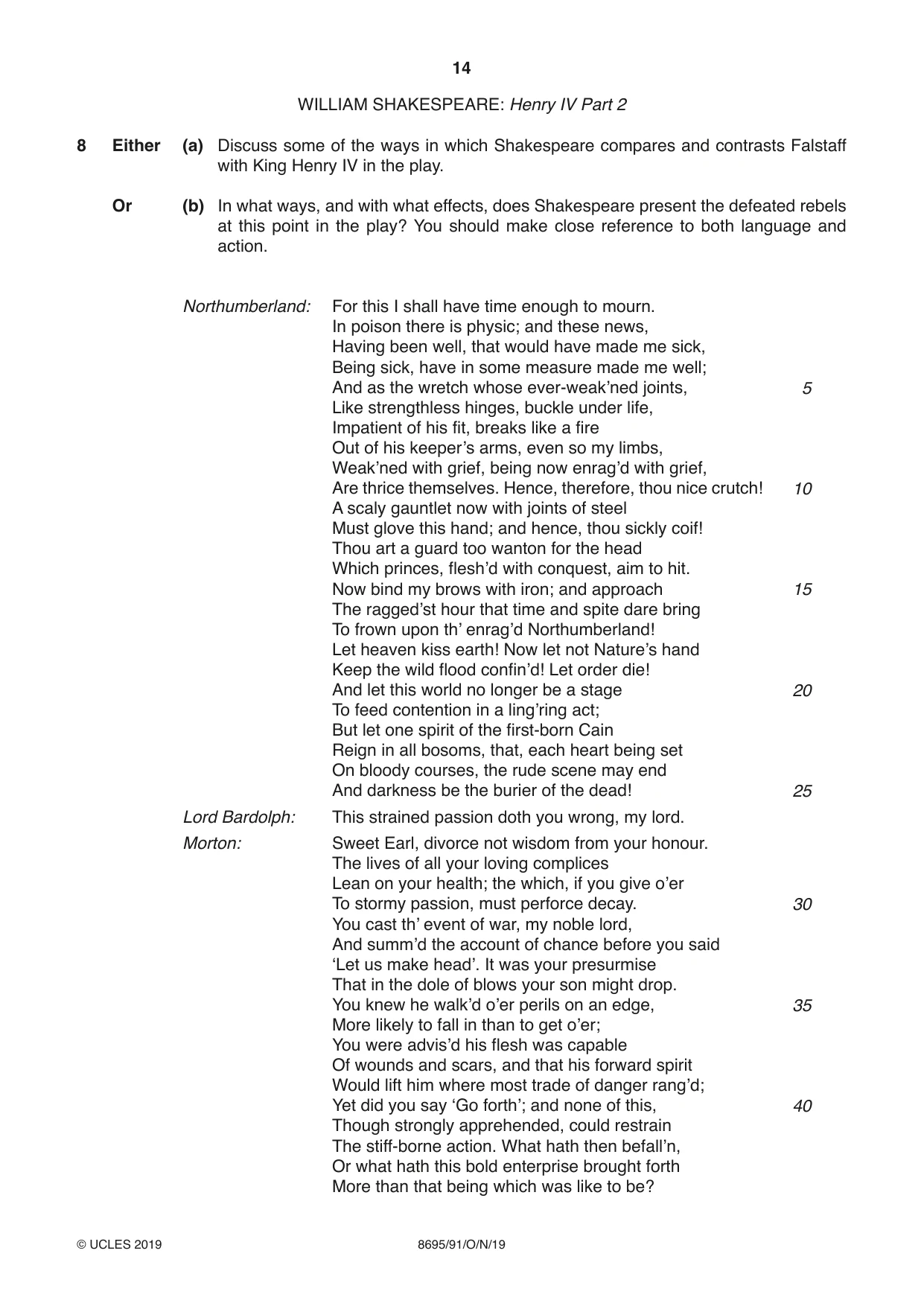Cambridge A Level English - Language and Literature (AS Level only, from 2016) 8695 2019 Oct/Nov Paper 9 · Variant 1 question paper, page 14 of 20