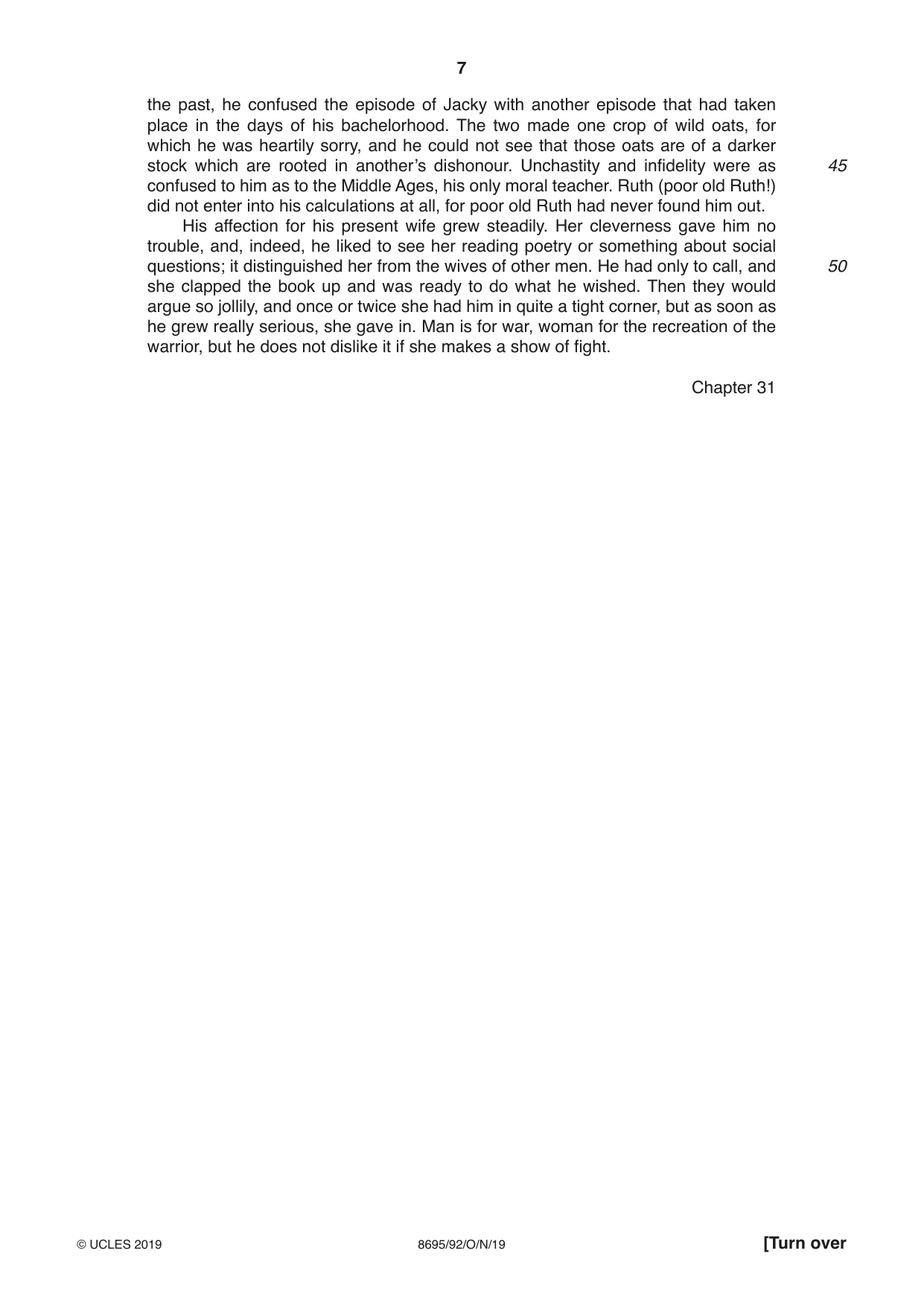 Cambridge A Level English - Language and Literature (AS Level only, from 2016) 8695 2019 Oct/Nov Paper 9 · Variant 2 question paper, page 7 of 20