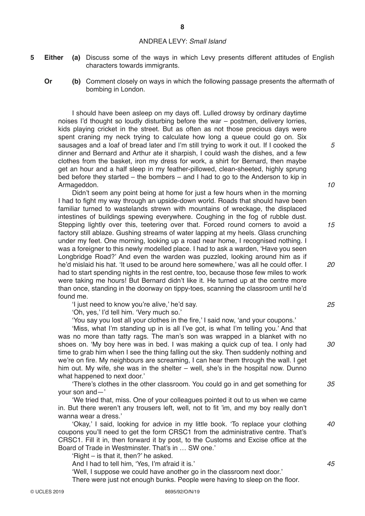 Cambridge A Level English - Language and Literature (AS Level only, from 2016) 8695 2019 Oct/Nov Paper 9 · Variant 2 question paper, page 8 of 20