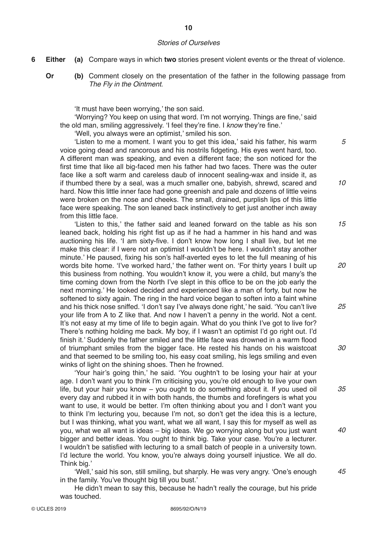 Cambridge A Level English - Language and Literature (AS Level only, from 2016) 8695 2019 Oct/Nov Paper 9 · Variant 2 question paper, page 10 of 20