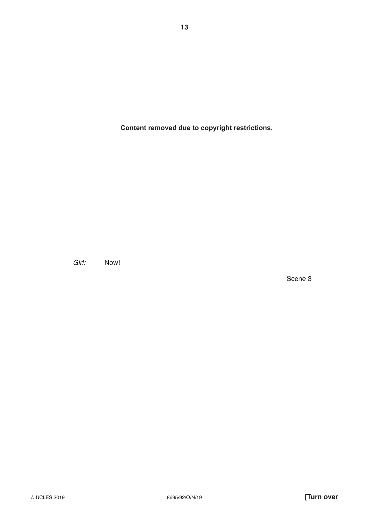 Cambridge A Level English - Language and Literature (AS Level only, from 2016) 8695 2019 Oct/Nov Paper 9 · Variant 2 question paper, page 13 of 20