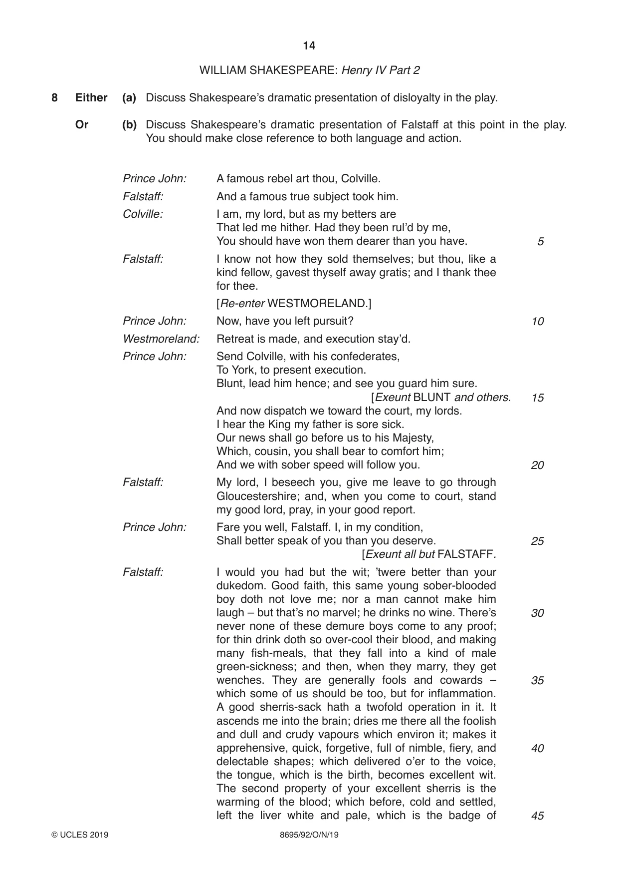 Cambridge A Level English - Language and Literature (AS Level only, from 2016) 8695 2019 Oct/Nov Paper 9 · Variant 2 question paper, page 14 of 20