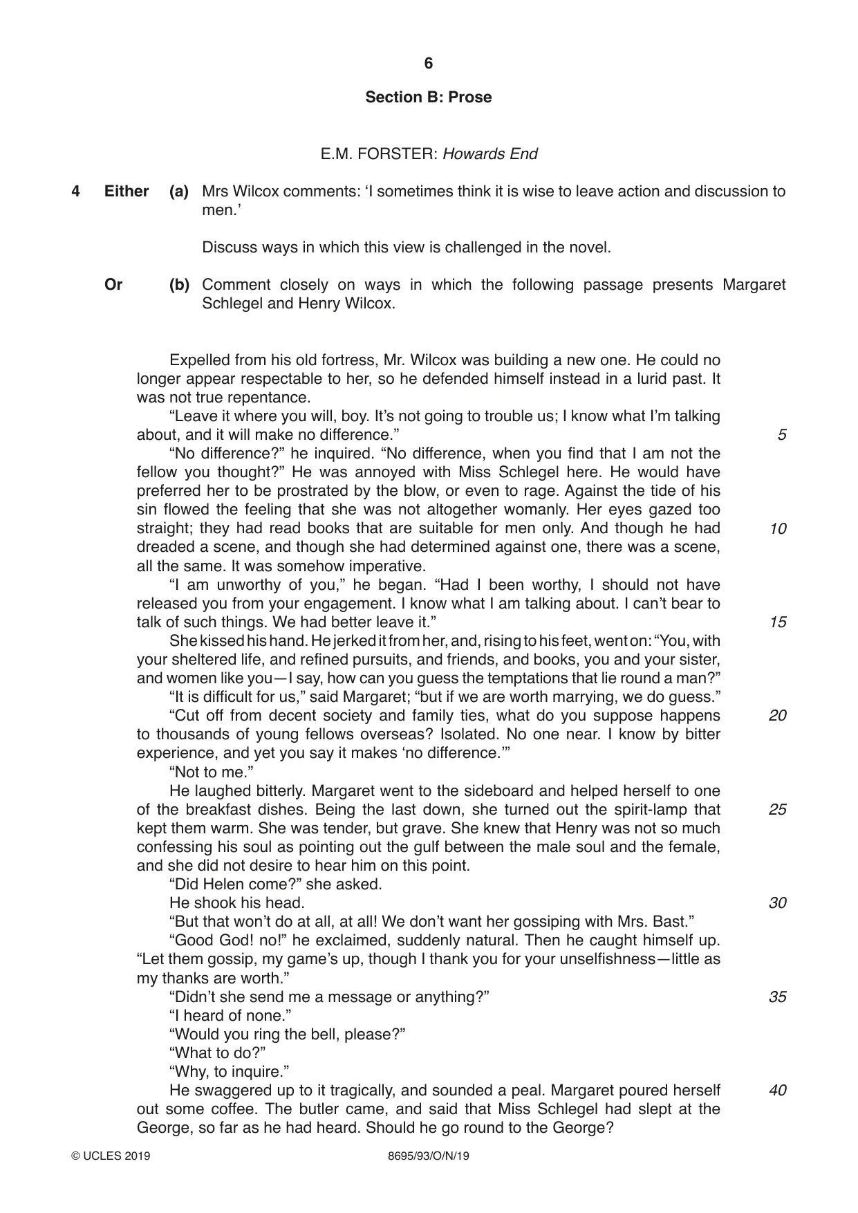 Cambridge A Level English - Language and Literature (AS Level only, from 2016) 8695 2019 Oct/Nov Paper 9 · Variant 3 question paper, page 6 of 20