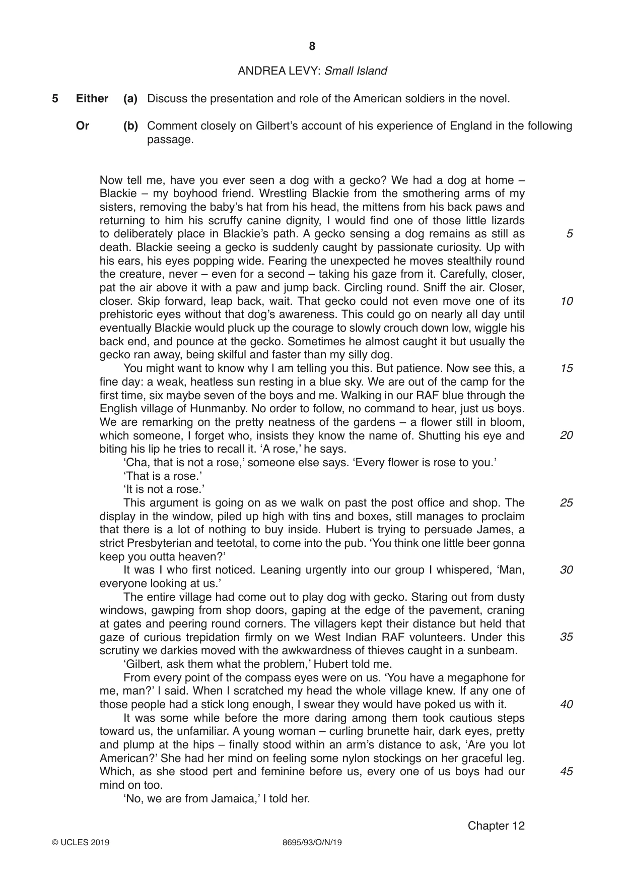 Cambridge A Level English - Language and Literature (AS Level only, from 2016) 8695 2019 Oct/Nov Paper 9 · Variant 3 question paper, page 8 of 20