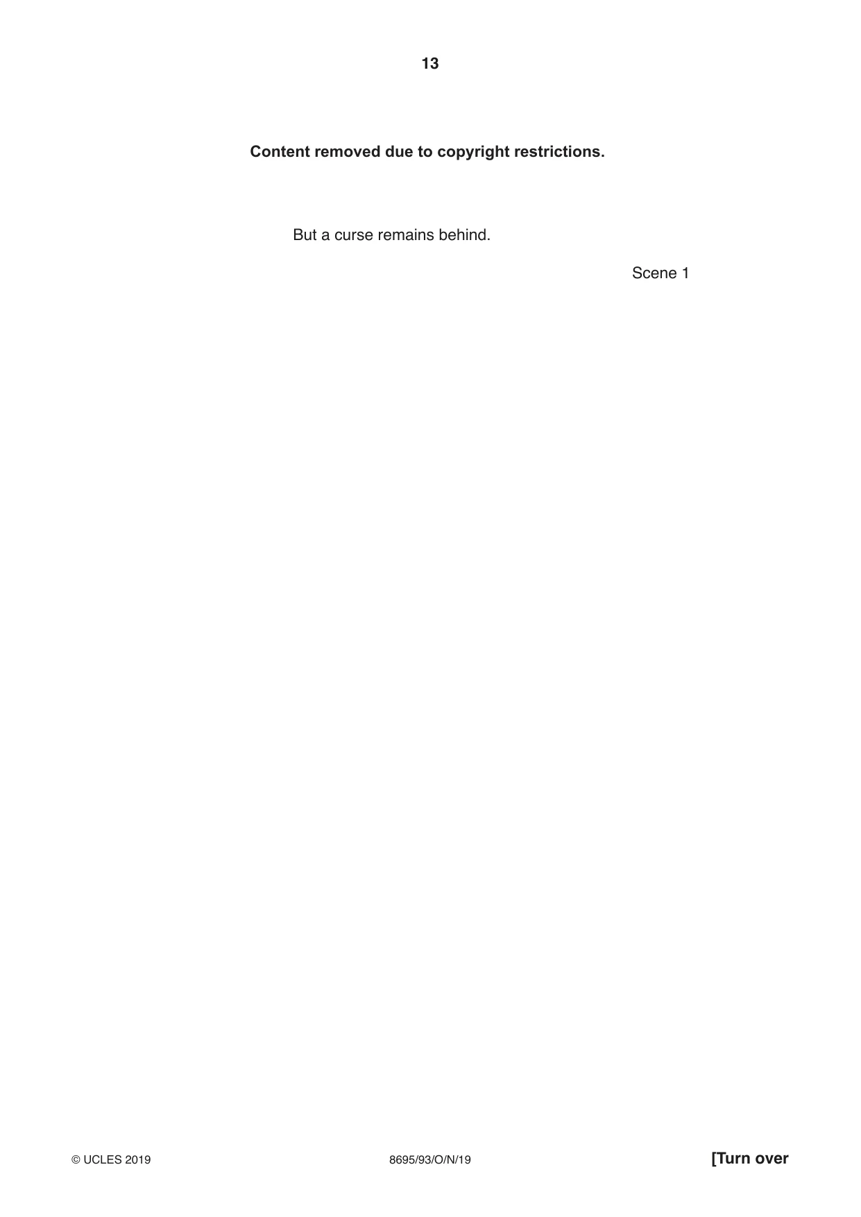 Cambridge A Level English - Language and Literature (AS Level only, from 2016) 8695 2019 Oct/Nov Paper 9 · Variant 3 question paper, page 13 of 20