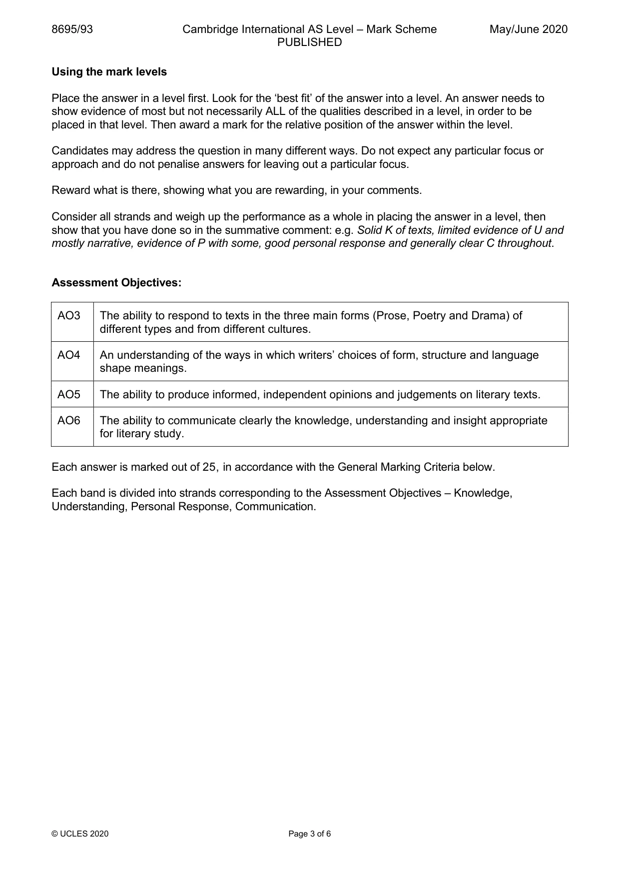 Mark scheme, page 3 of 6