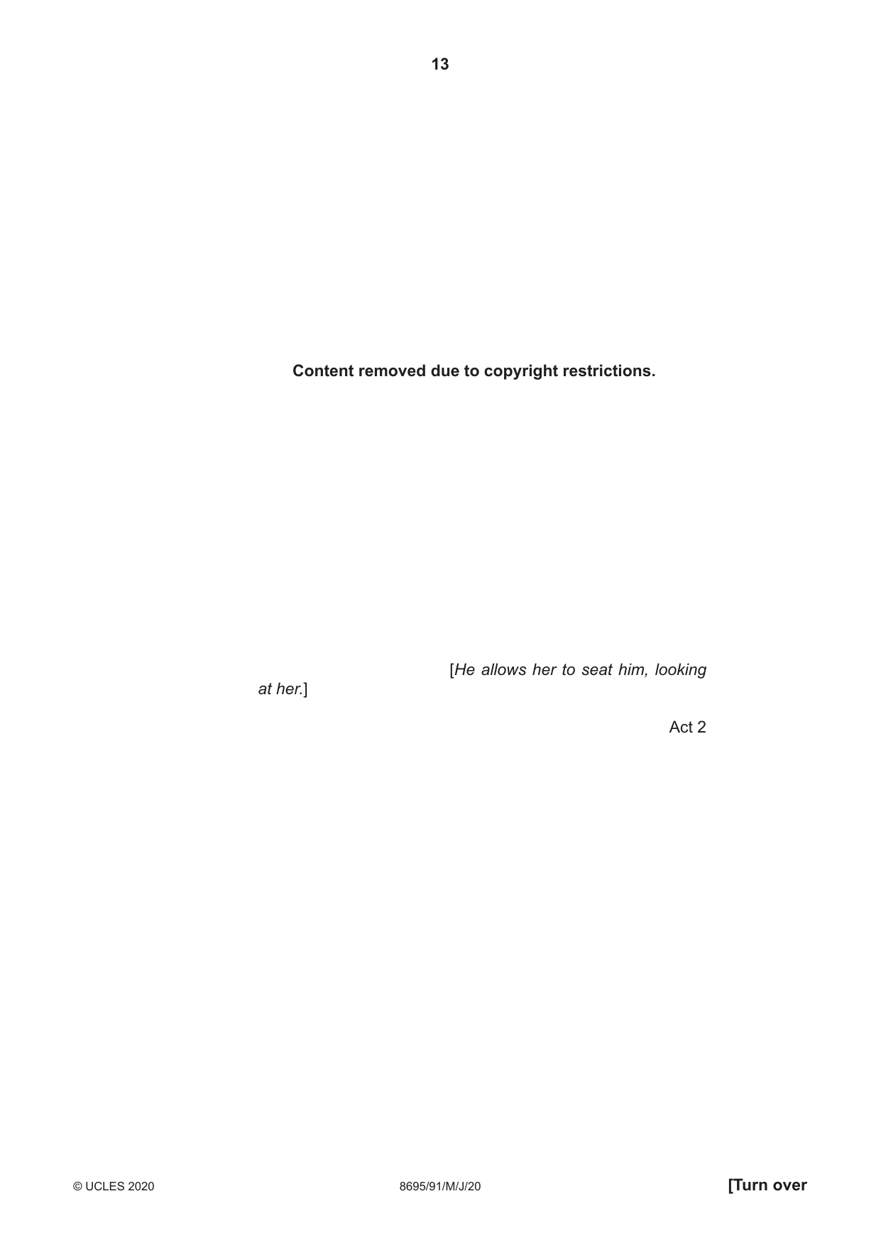 Cambridge A Level English - Language and Literature (AS Level only, from 2016) 8695 2020 May/June Paper 9 · Variant 1 question paper, page 13 of 20