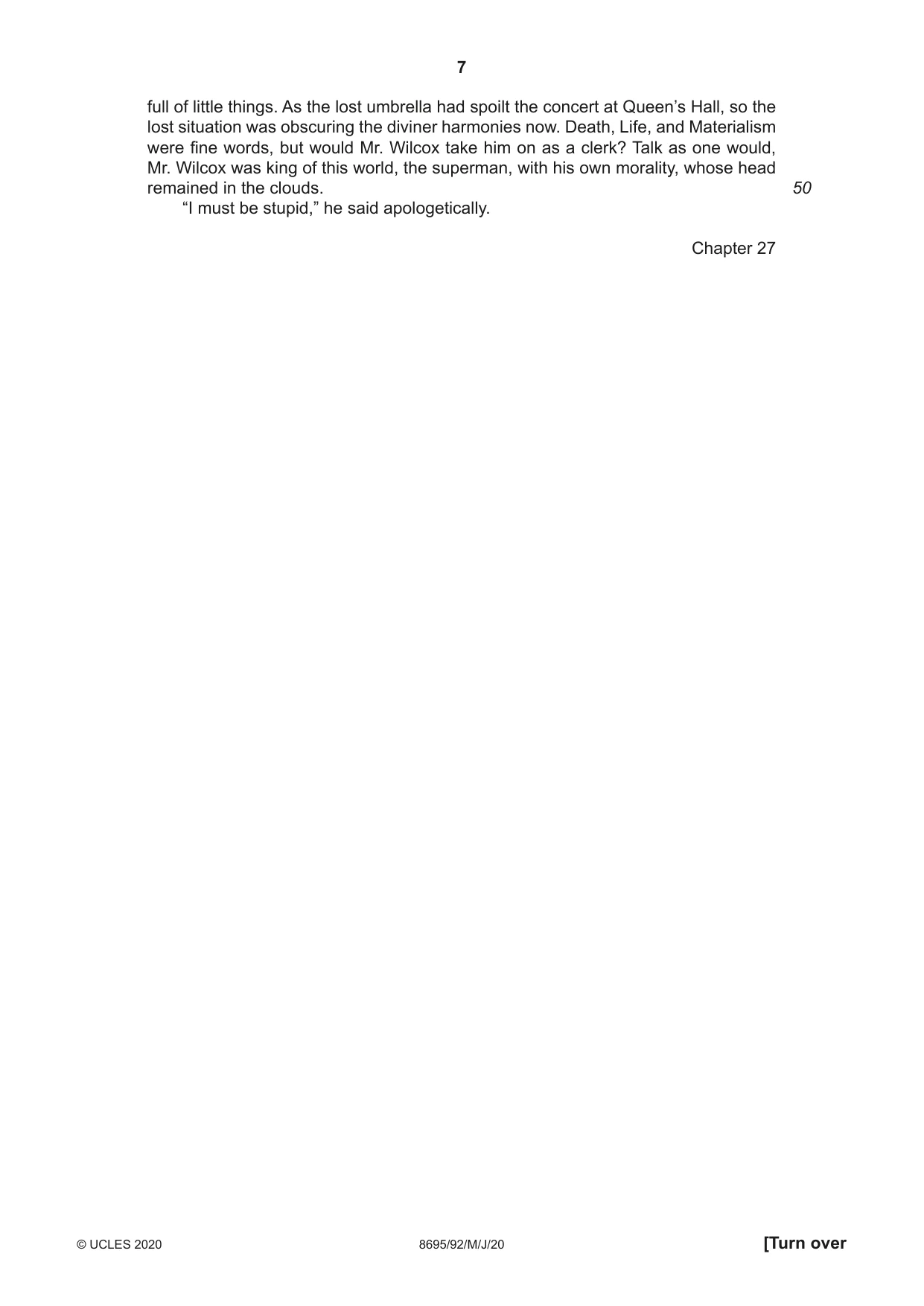 Cambridge A Level English - Language and Literature (AS Level only, from 2016) 8695 2020 May/June Paper 9 · Variant 2 question paper, page 7 of 20