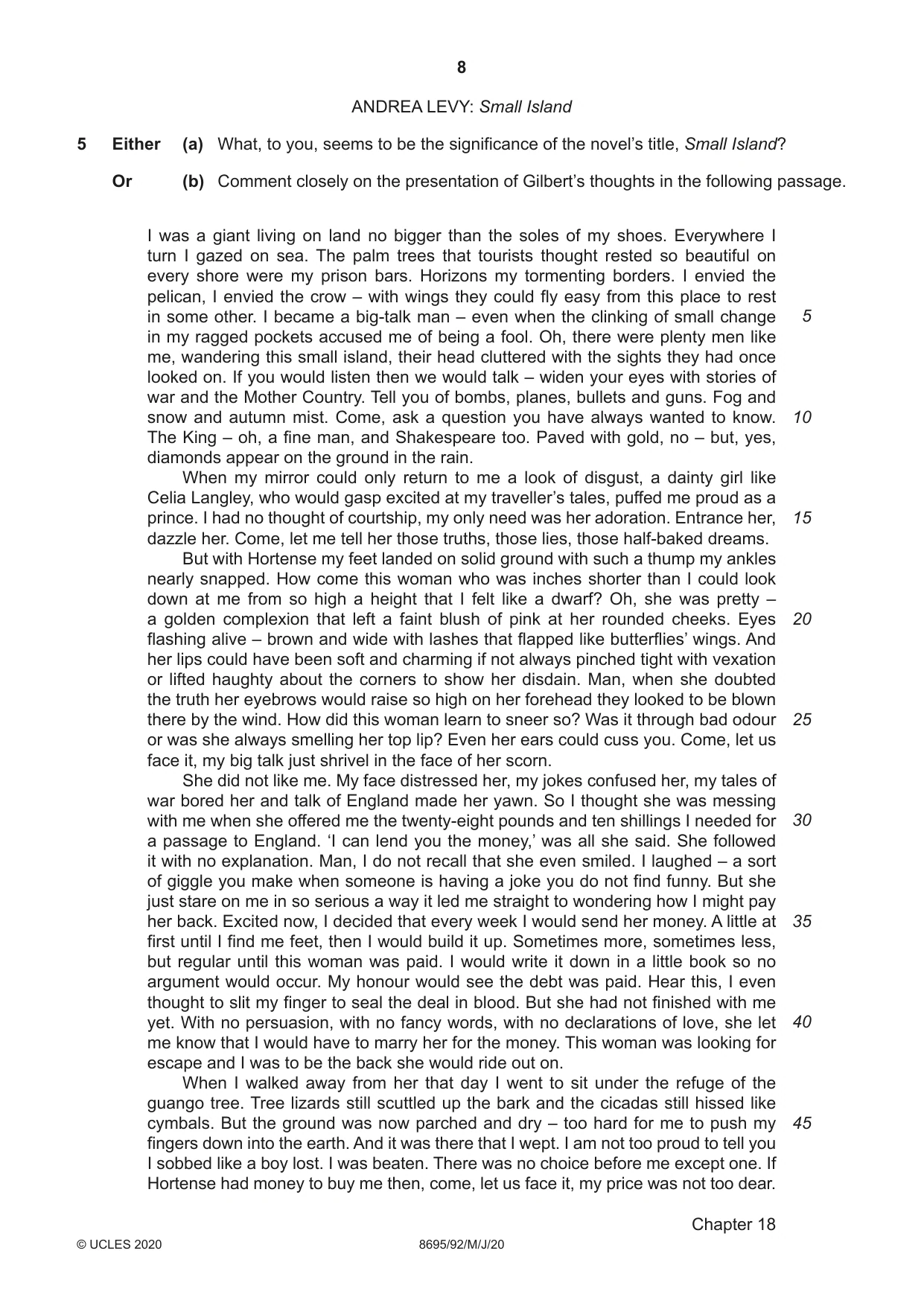 Cambridge A Level English - Language and Literature (AS Level only, from 2016) 8695 2020 May/June Paper 9 · Variant 2 question paper, page 8 of 20