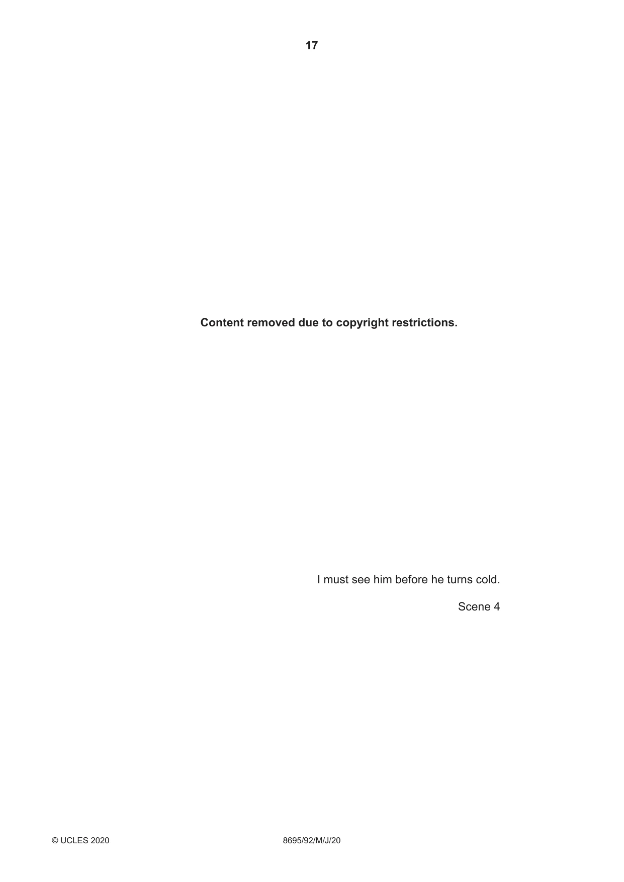 Cambridge A Level English - Language and Literature (AS Level only, from 2016) 8695 2020 May/June Paper 9 · Variant 2 question paper, page 17 of 20