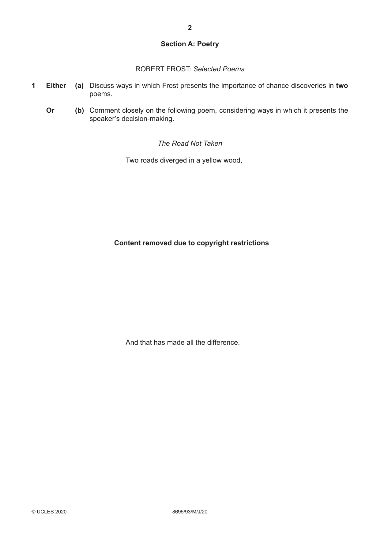 Cambridge A Level English - Language and Literature (AS Level only, from 2016) 8695 2020 May/June Paper 9 · Variant 3 question paper, page 2 of 20