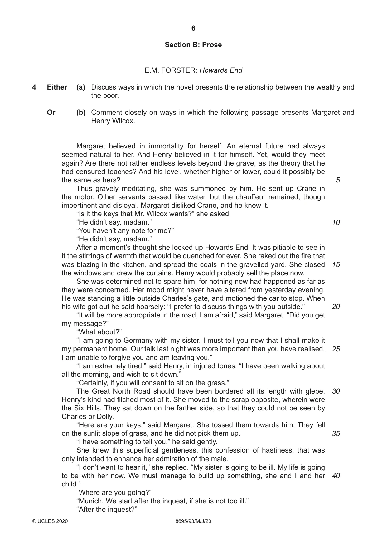 Cambridge A Level English - Language and Literature (AS Level only, from 2016) 8695 2020 May/June Paper 9 · Variant 3 question paper, page 6 of 20