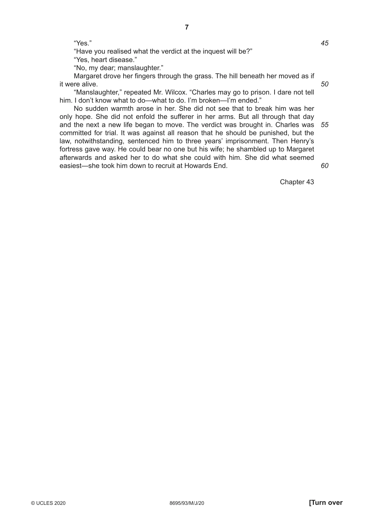 Cambridge A Level English - Language and Literature (AS Level only, from 2016) 8695 2020 May/June Paper 9 · Variant 3 question paper, page 7 of 20