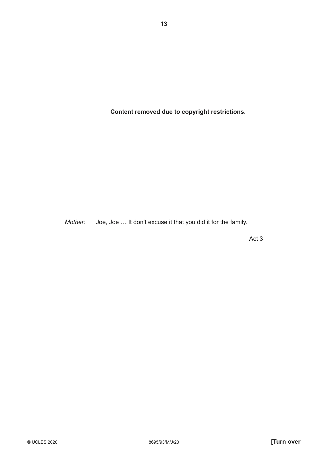 Cambridge A Level English - Language and Literature (AS Level only, from 2016) 8695 2020 May/June Paper 9 · Variant 3 question paper, page 13 of 20