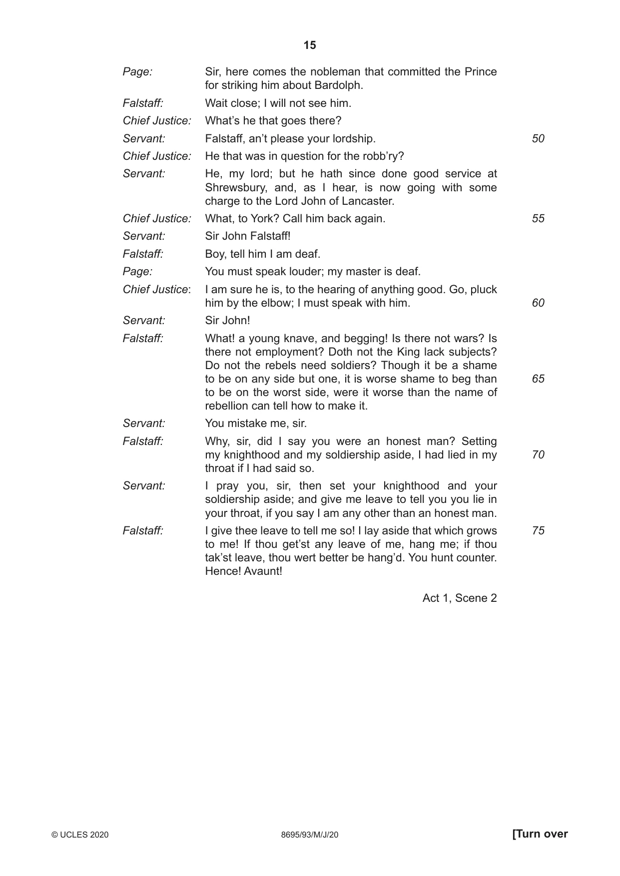 Cambridge A Level English - Language and Literature (AS Level only, from 2016) 8695 2020 May/June Paper 9 · Variant 3 question paper, page 15 of 20