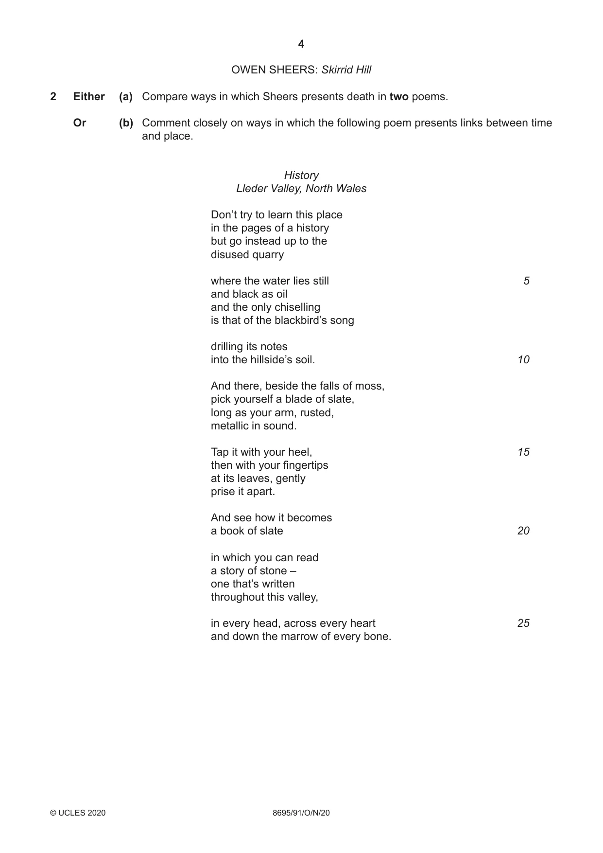 Cambridge A Level English - Language and Literature (AS Level only, from 2016) 8695 2020 Oct/Nov Paper 9 · Variant 1 question paper, page 4 of 20