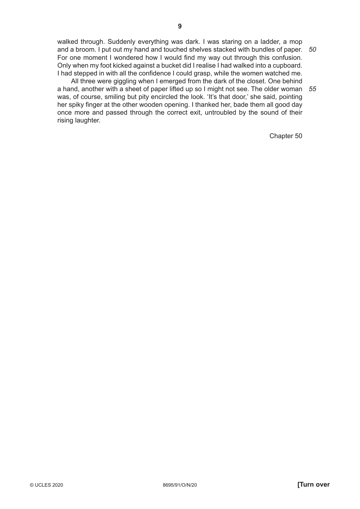 Cambridge A Level English - Language and Literature (AS Level only, from 2016) 8695 2020 Oct/Nov Paper 9 · Variant 1 question paper, page 9 of 20