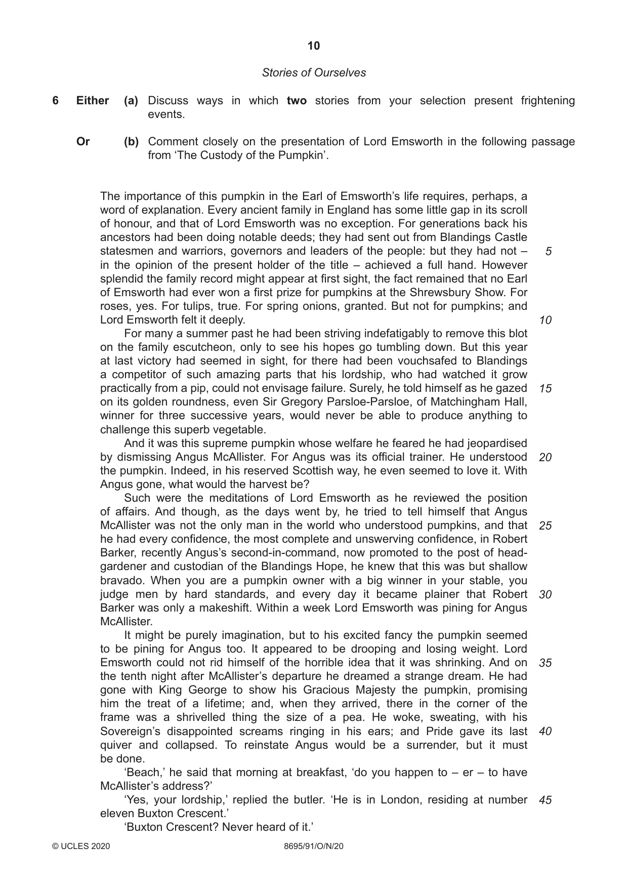 Cambridge A Level English - Language and Literature (AS Level only, from 2016) 8695 2020 Oct/Nov Paper 9 · Variant 1 question paper, page 10 of 20