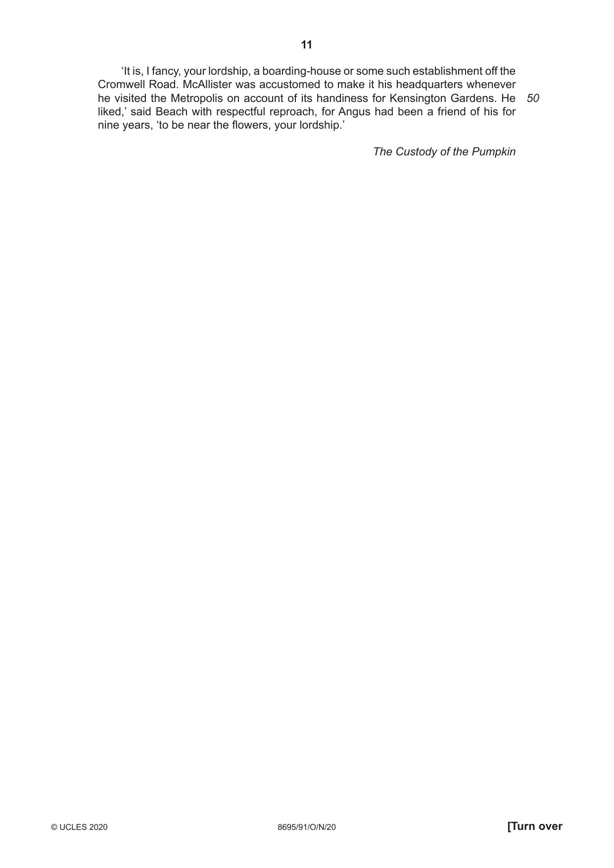 Cambridge A Level English - Language and Literature (AS Level only, from 2016) 8695 2020 Oct/Nov Paper 9 · Variant 1 question paper, page 11 of 20