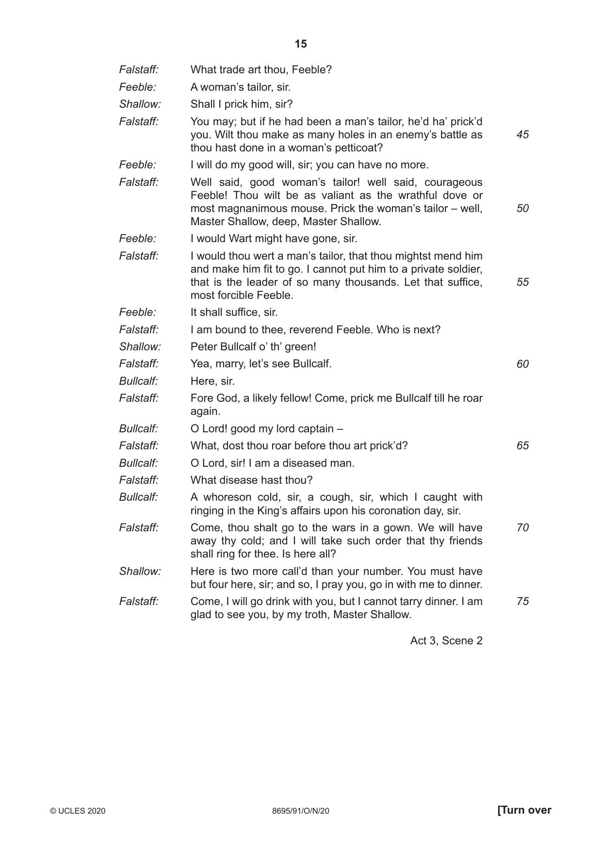 Cambridge A Level English - Language and Literature (AS Level only, from 2016) 8695 2020 Oct/Nov Paper 9 · Variant 1 question paper, page 15 of 20