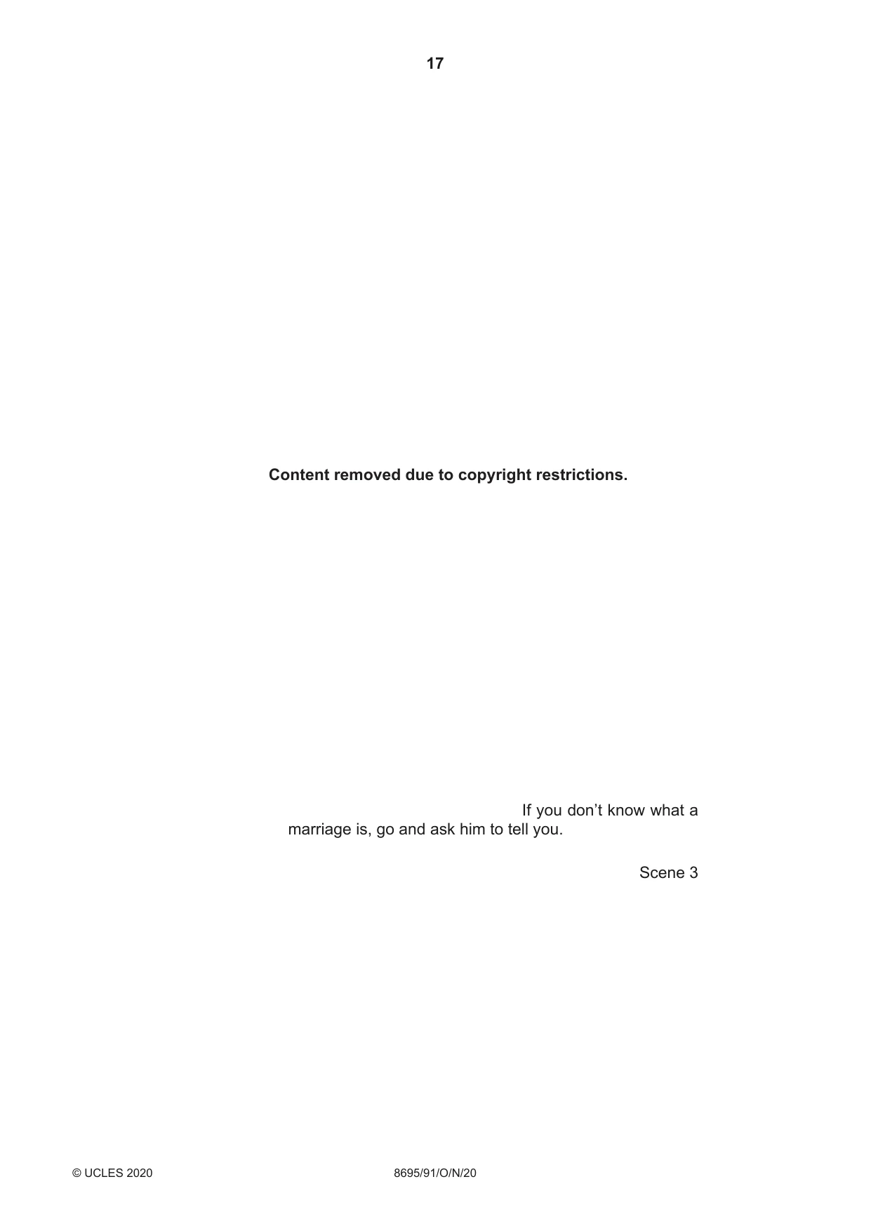 Cambridge A Level English - Language and Literature (AS Level only, from 2016) 8695 2020 Oct/Nov Paper 9 · Variant 1 question paper, page 17 of 20