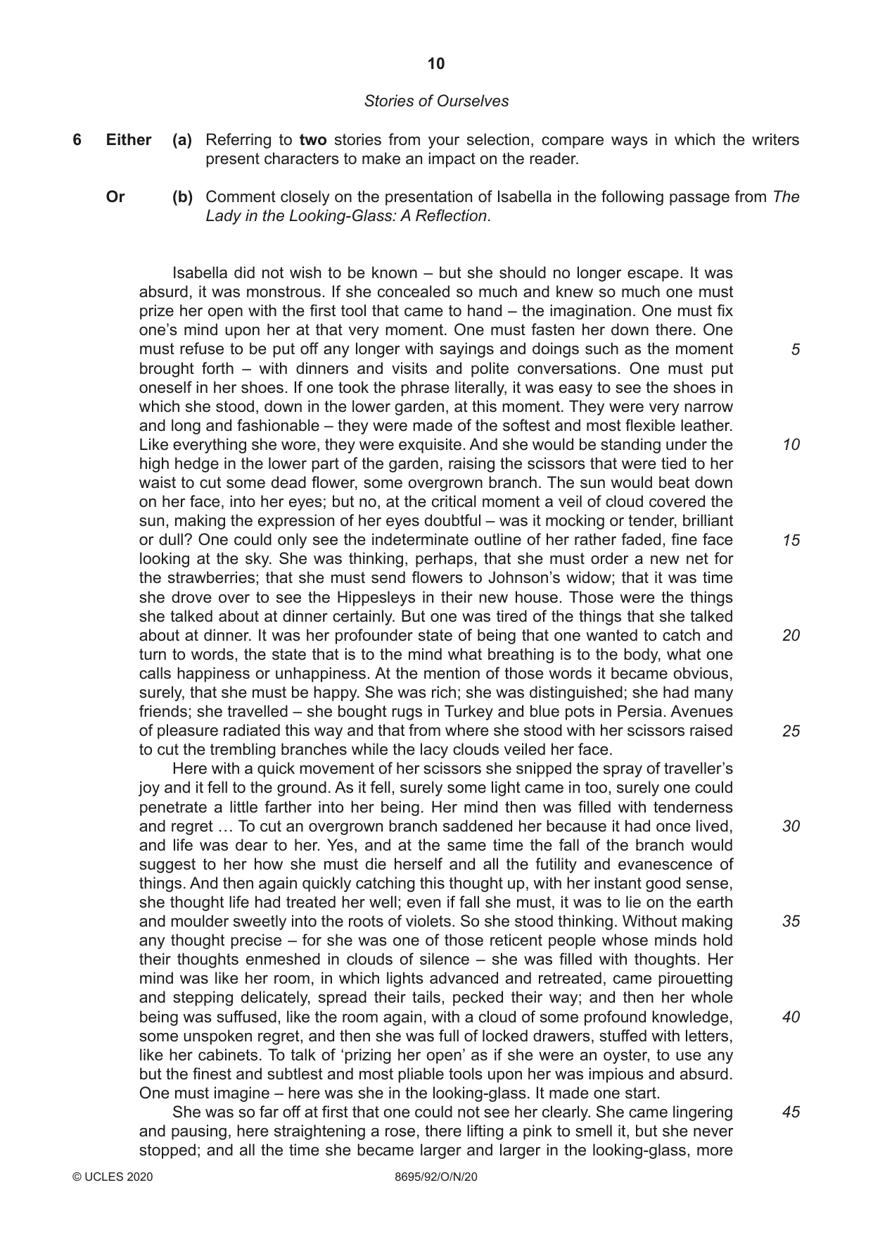 Cambridge A Level English - Language and Literature (AS Level only, from 2016) 8695 2020 Oct/Nov Paper 9 · Variant 2 question paper, page 10 of 20