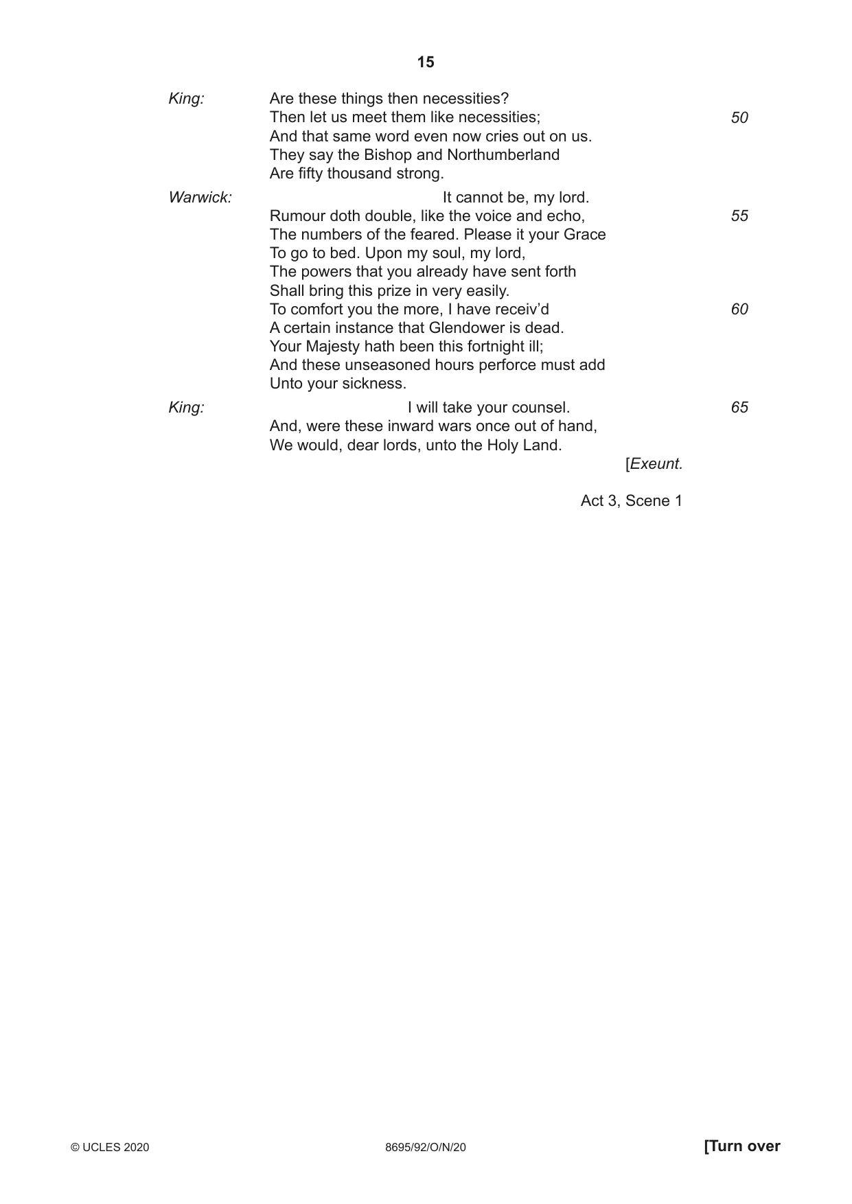 Cambridge A Level English - Language and Literature (AS Level only, from 2016) 8695 2020 Oct/Nov Paper 9 · Variant 2 question paper, page 15 of 20