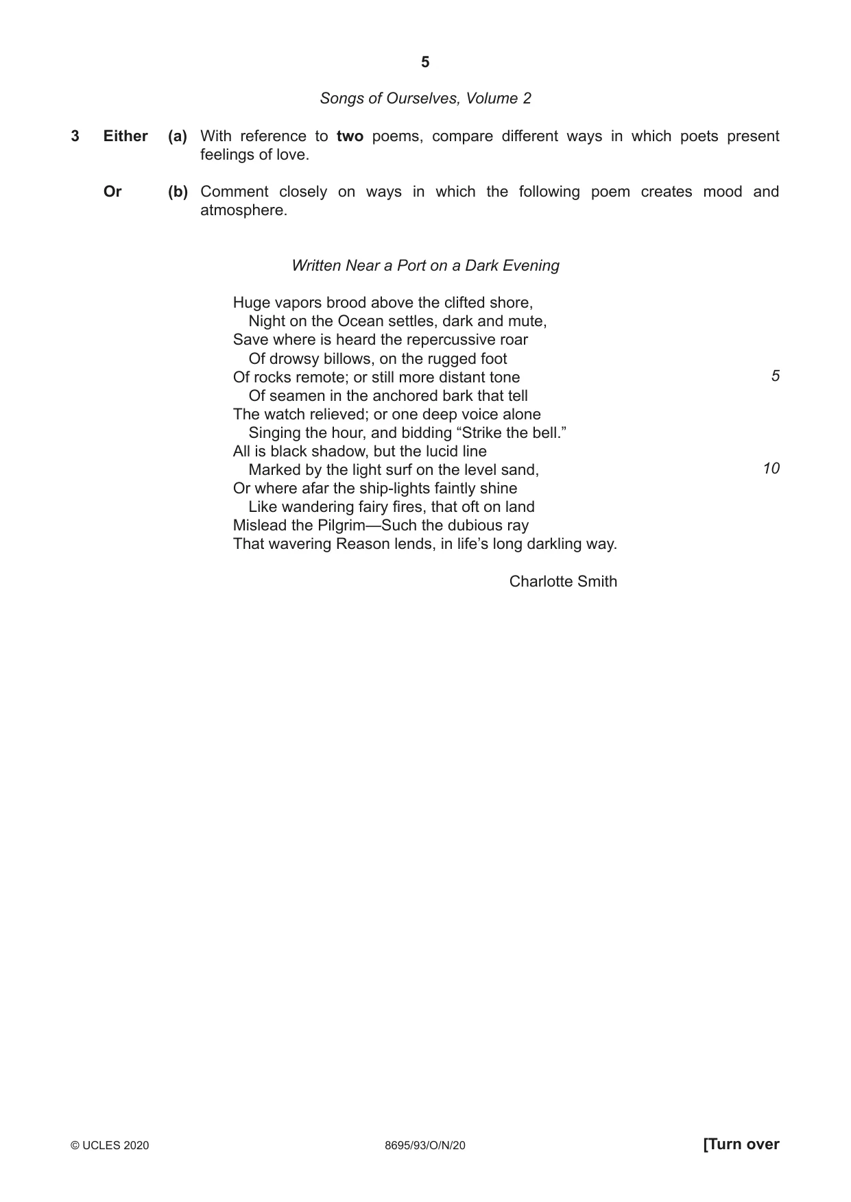 Cambridge A Level English - Language and Literature (AS Level only, from 2016) 8695 2020 Oct/Nov Paper 9 · Variant 3 question paper, page 5 of 20