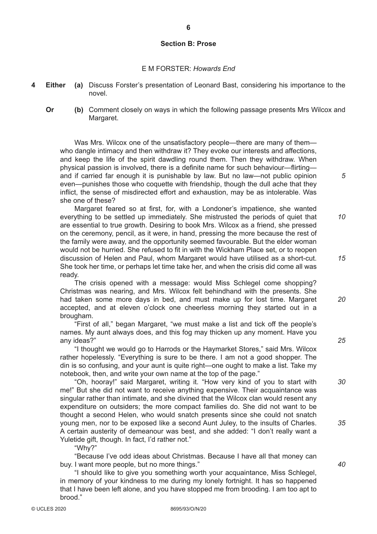 Cambridge A Level English - Language and Literature (AS Level only, from 2016) 8695 2020 Oct/Nov Paper 9 · Variant 3 question paper, page 6 of 20