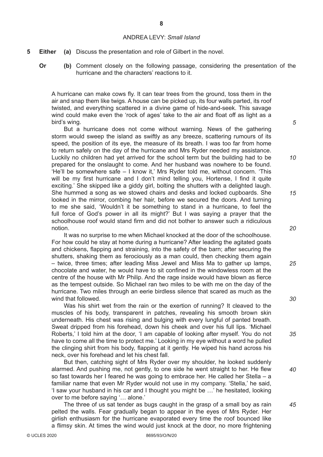 Cambridge A Level English - Language and Literature (AS Level only, from 2016) 8695 2020 Oct/Nov Paper 9 · Variant 3 question paper, page 8 of 20
