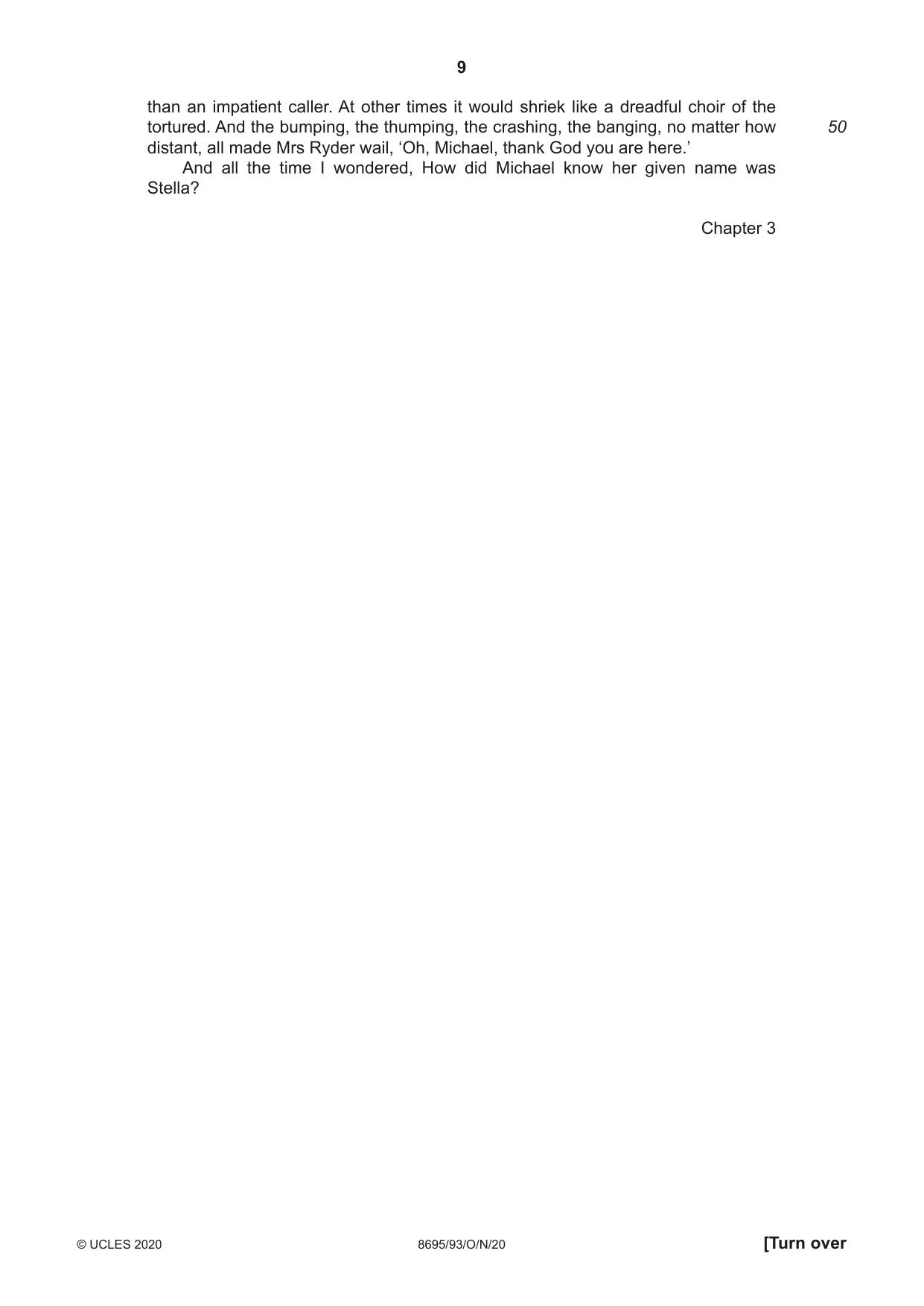 Cambridge A Level English - Language and Literature (AS Level only, from 2016) 8695 2020 Oct/Nov Paper 9 · Variant 3 question paper, page 9 of 20