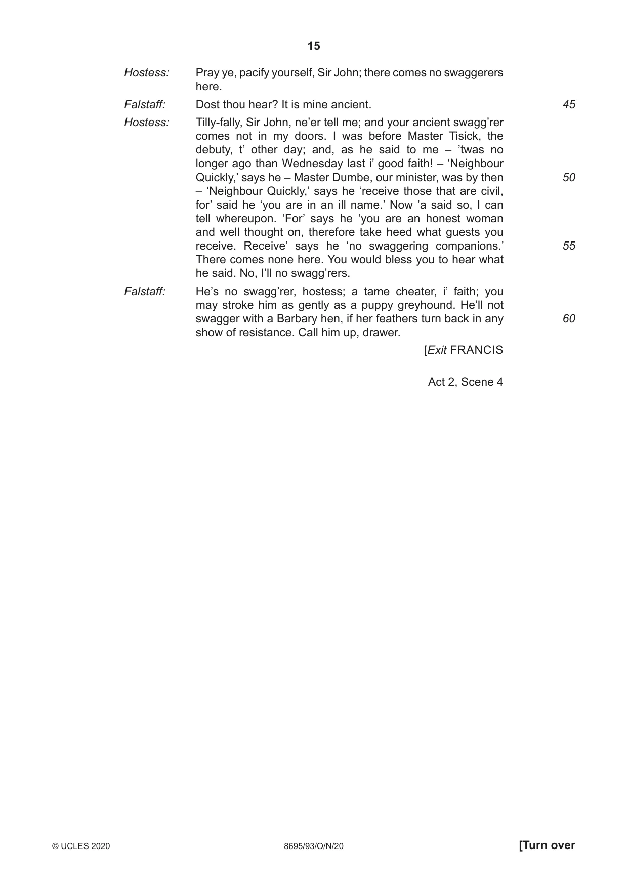 Cambridge A Level English - Language and Literature (AS Level only, from 2016) 8695 2020 Oct/Nov Paper 9 · Variant 3 question paper, page 15 of 20
