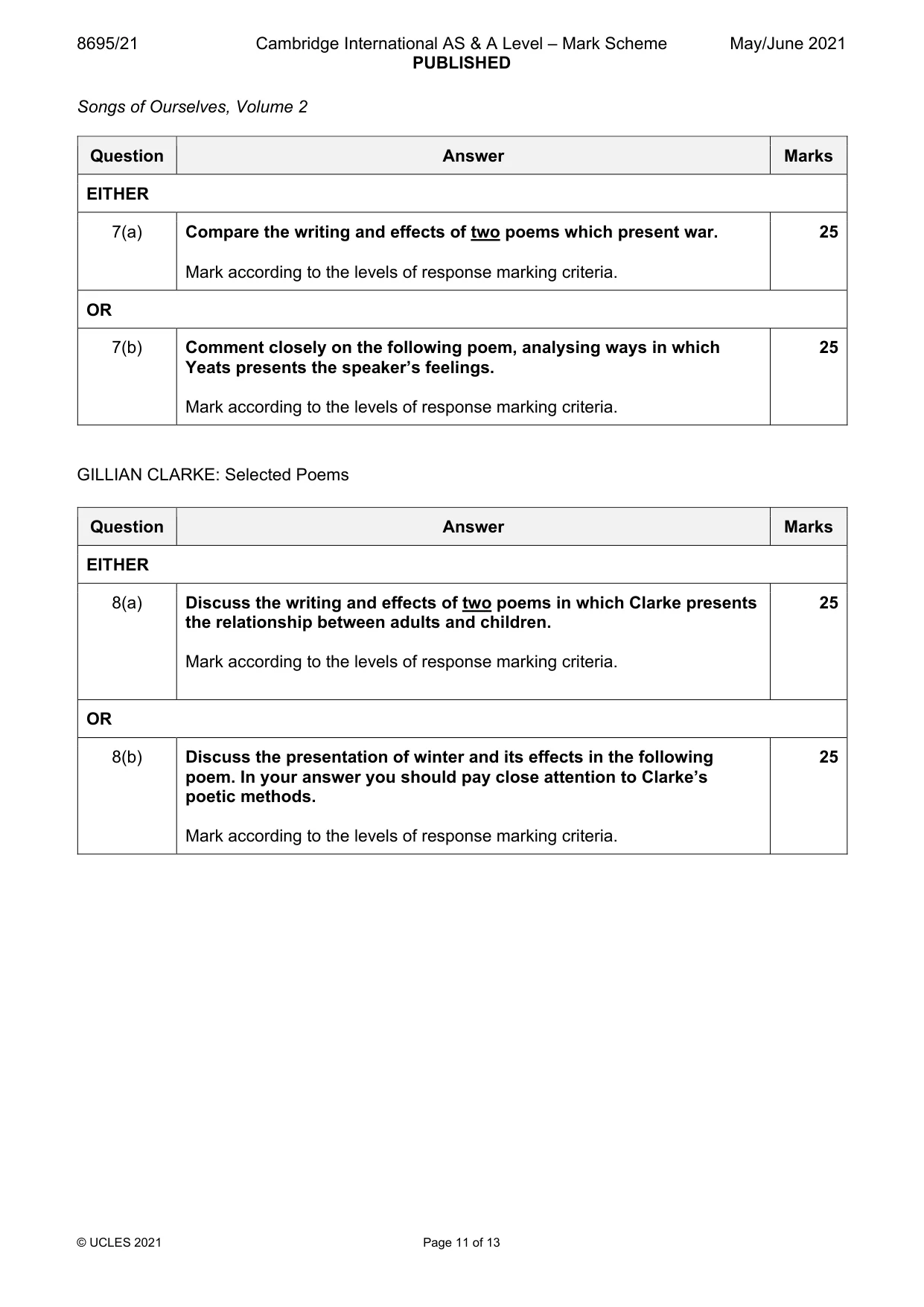 Mark scheme, page 11 of 13