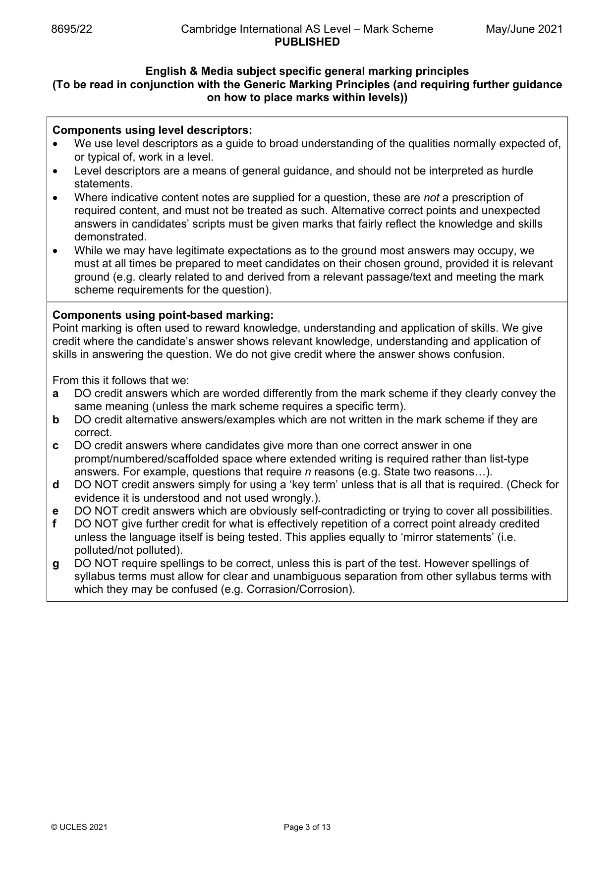 Mark scheme, page 3 of 13