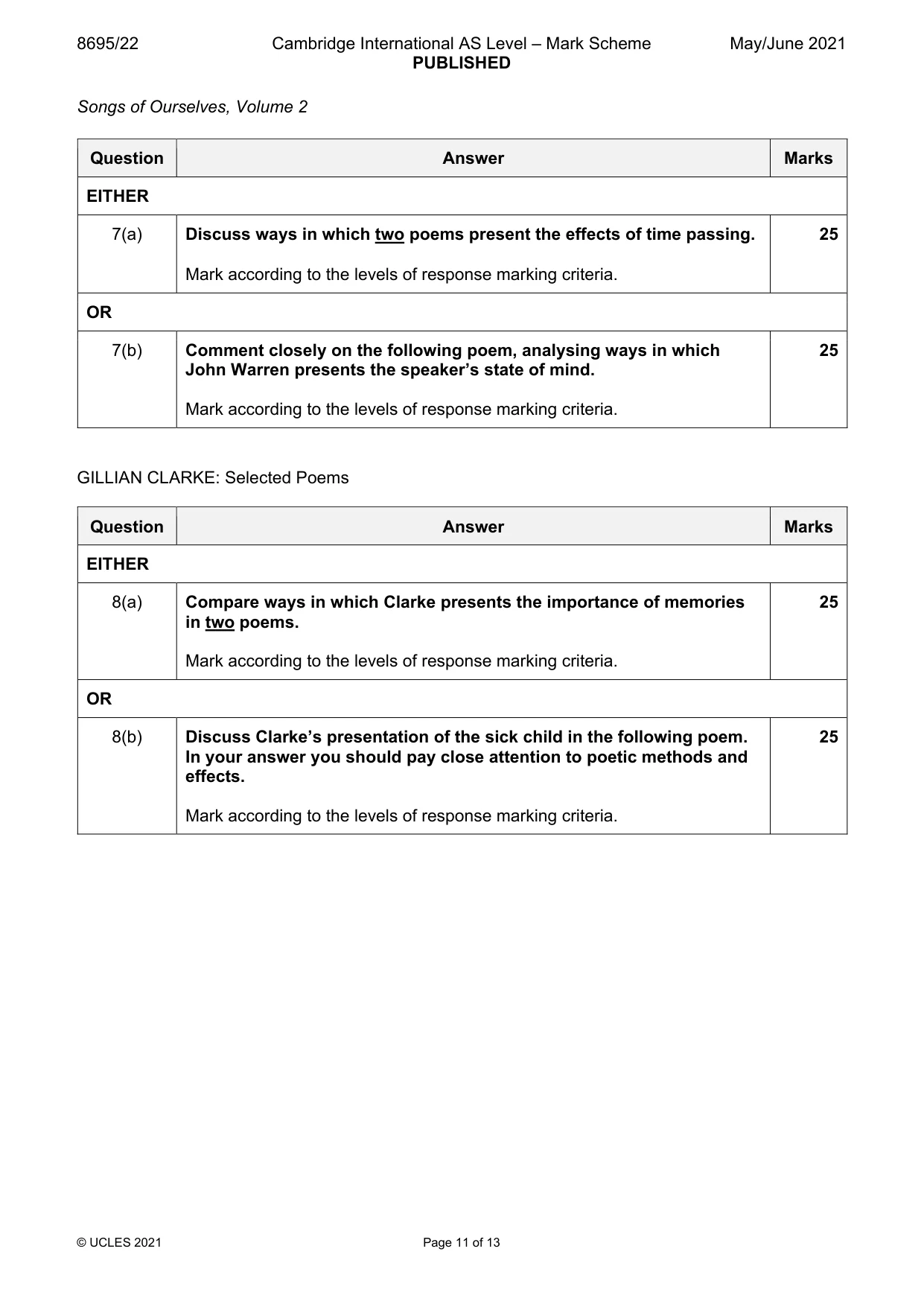 Mark scheme, page 11 of 13