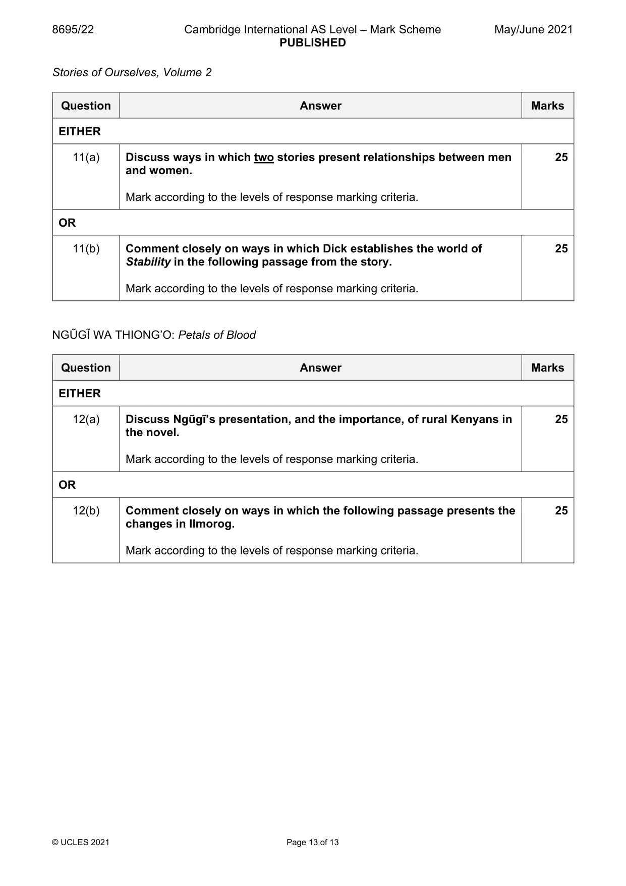 Mark scheme, page 13 of 13