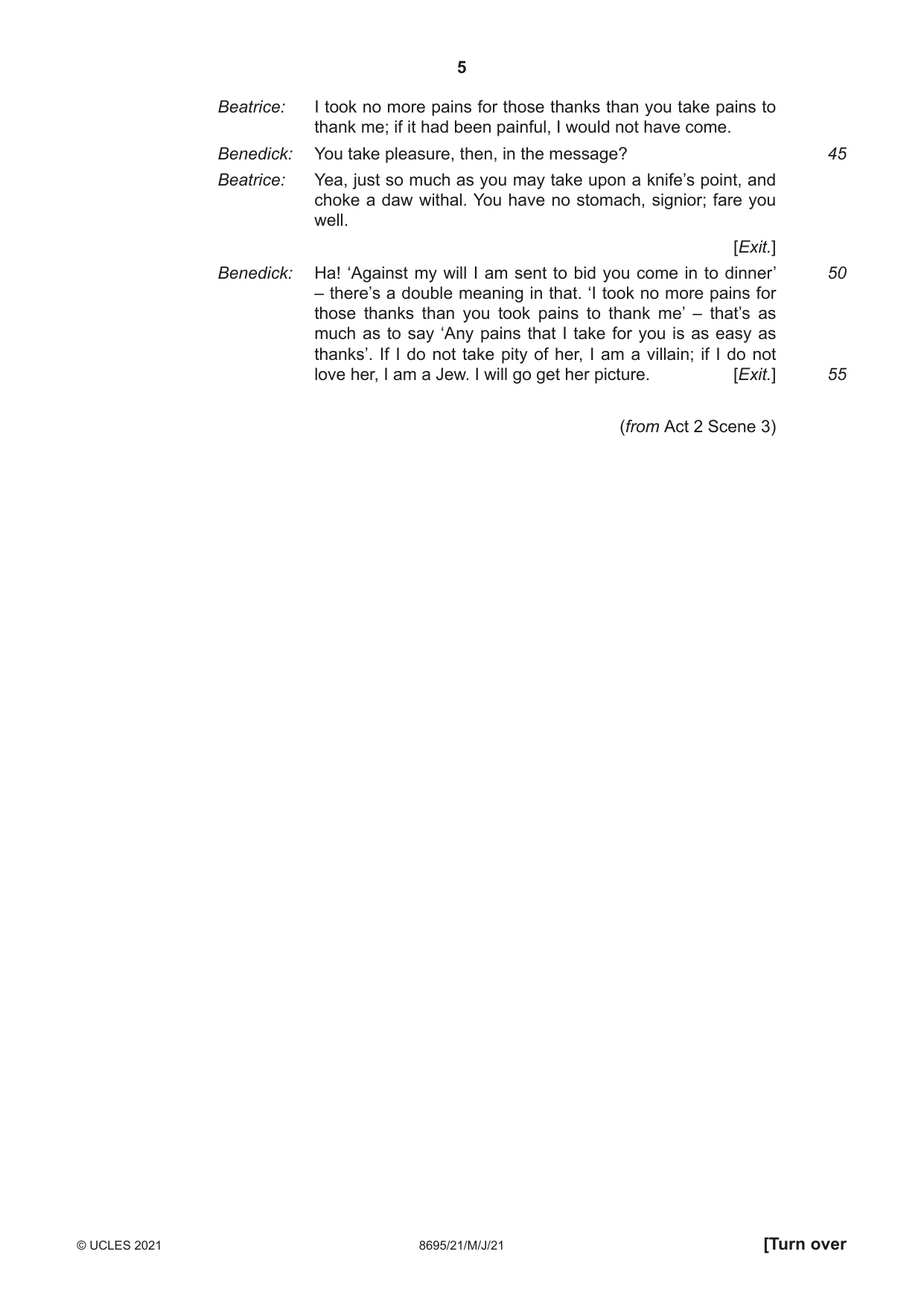 Cambridge A Level English - Language and Literature (AS Level only, from 2016) 8695 2021 May/June Paper 2 · Variant 1 question paper, page 5 of 24