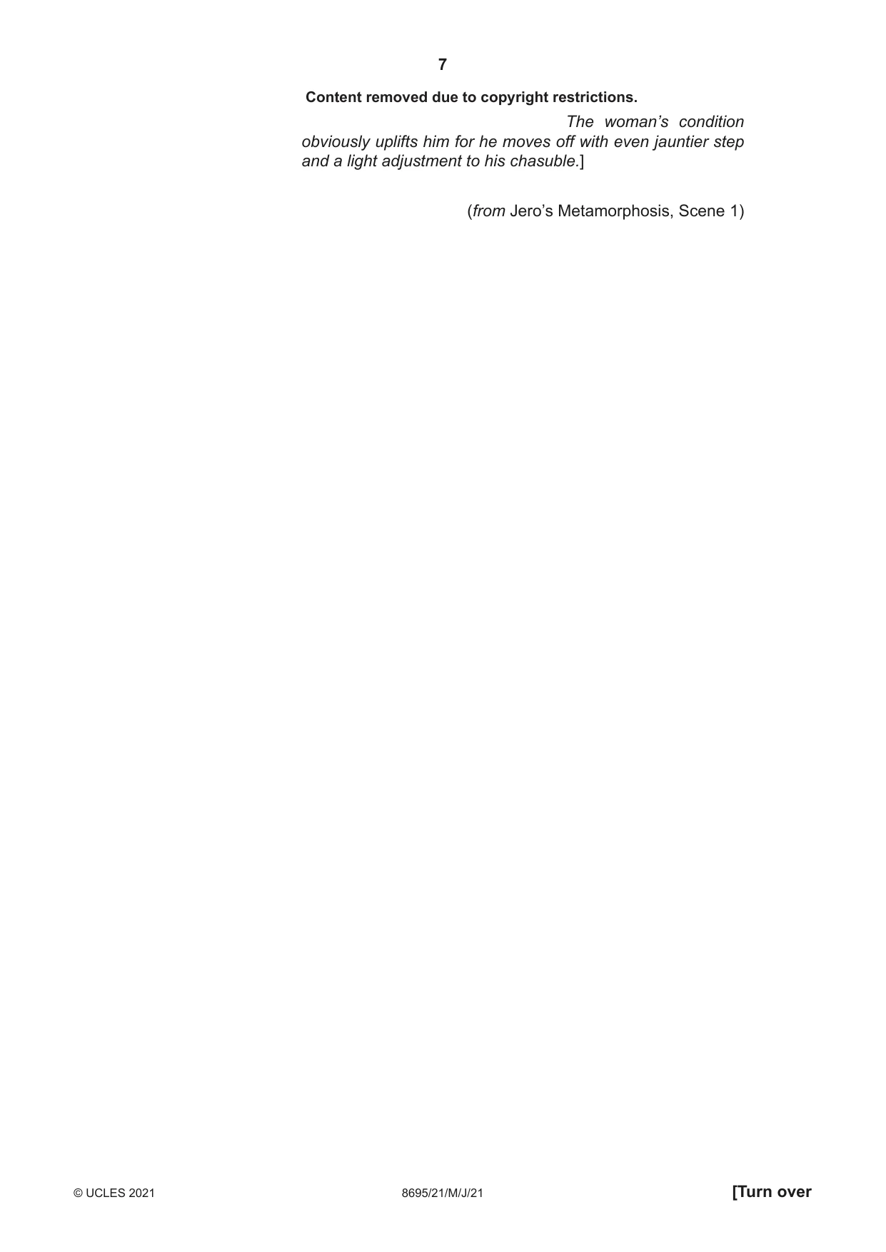 Cambridge A Level English - Language and Literature (AS Level only, from 2016) 8695 2021 May/June Paper 2 · Variant 1 question paper, page 7 of 24