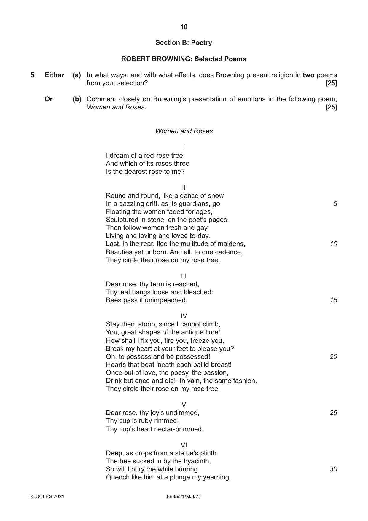 Cambridge A Level English - Language and Literature (AS Level only, from 2016) 8695 2021 May/June Paper 2 · Variant 1 question paper, page 10 of 24