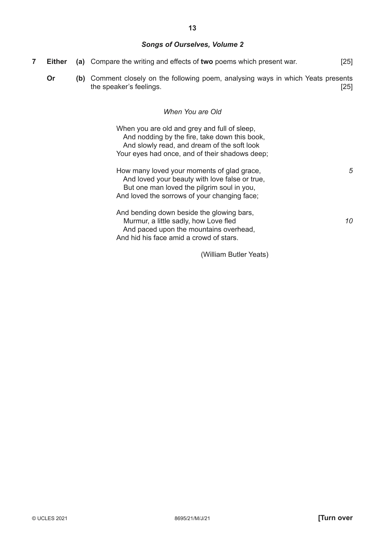 Cambridge A Level English - Language and Literature (AS Level only, from 2016) 8695 2021 May/June Paper 2 · Variant 1 question paper, page 13 of 24