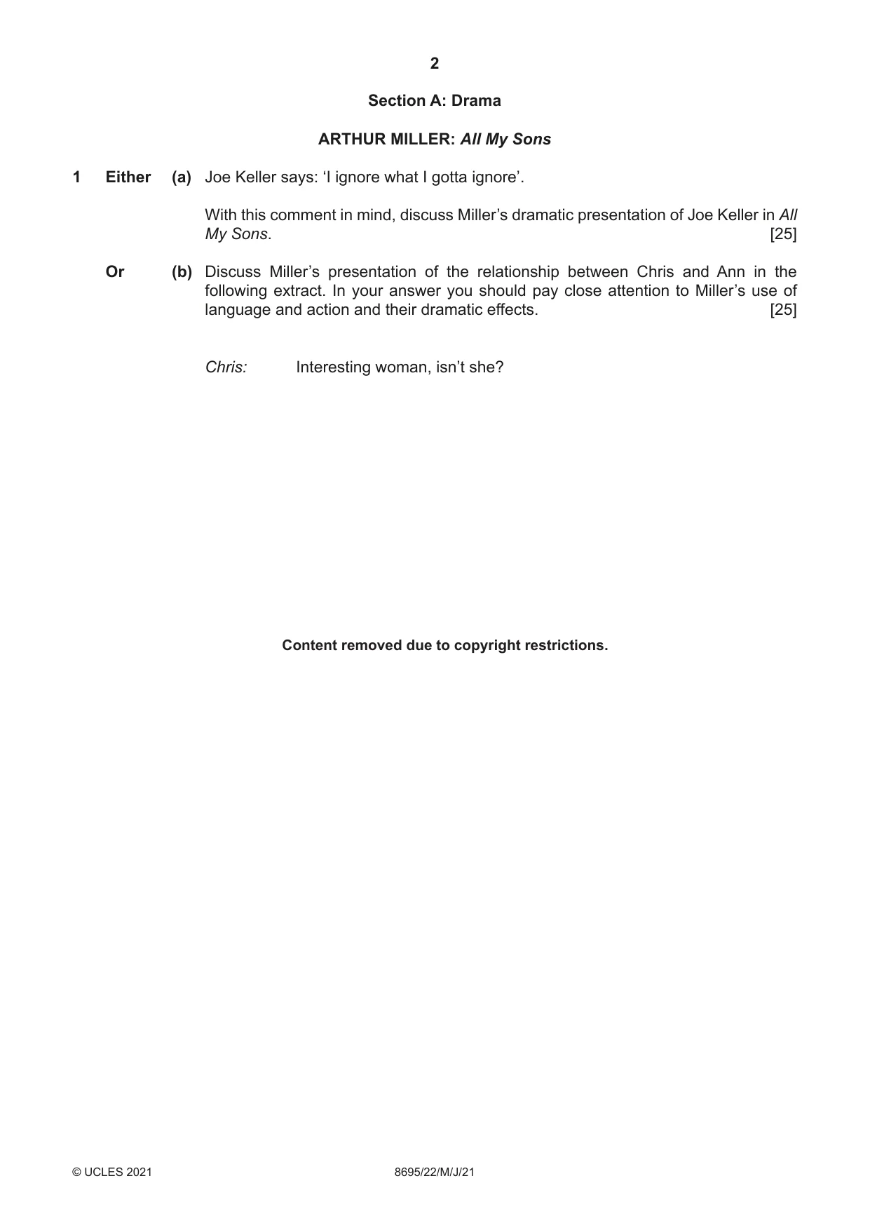 Cambridge A Level English - Language and Literature (AS Level only, from 2016) 8695 2021 May/June Paper 2 · Variant 2 question paper, page 2 of 24