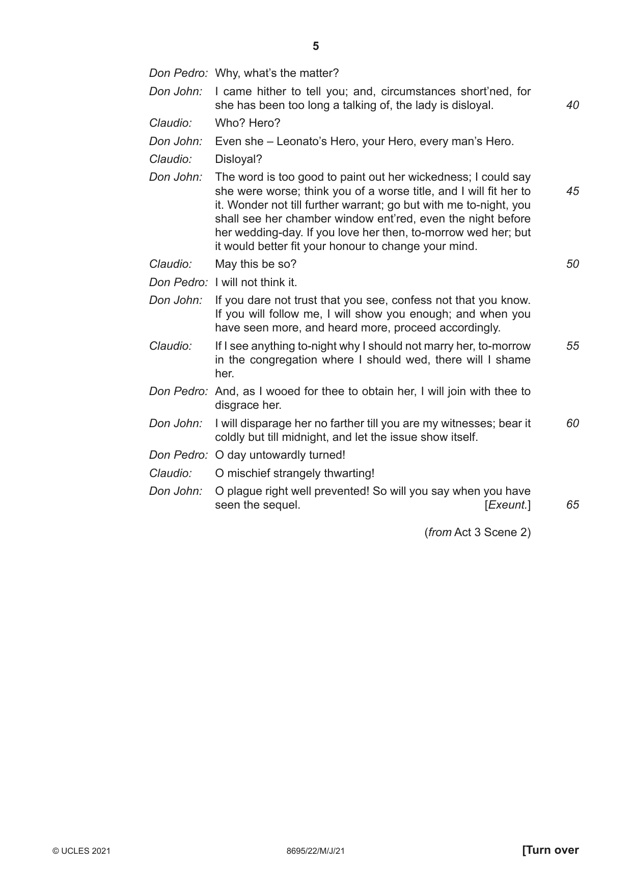 Cambridge A Level English - Language and Literature (AS Level only, from 2016) 8695 2021 May/June Paper 2 · Variant 2 question paper, page 5 of 24