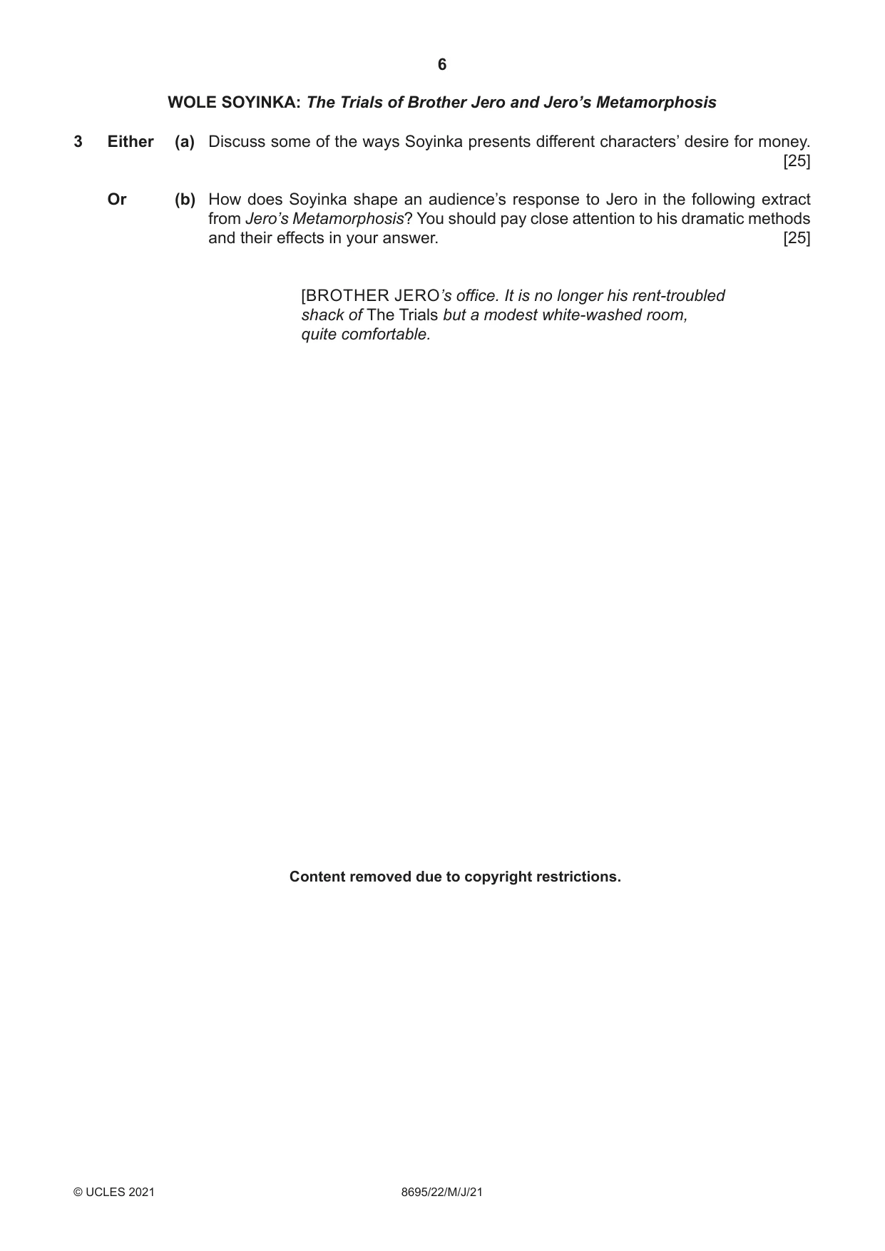 Cambridge A Level English - Language and Literature (AS Level only, from 2016) 8695 2021 May/June Paper 2 · Variant 2 question paper, page 6 of 24